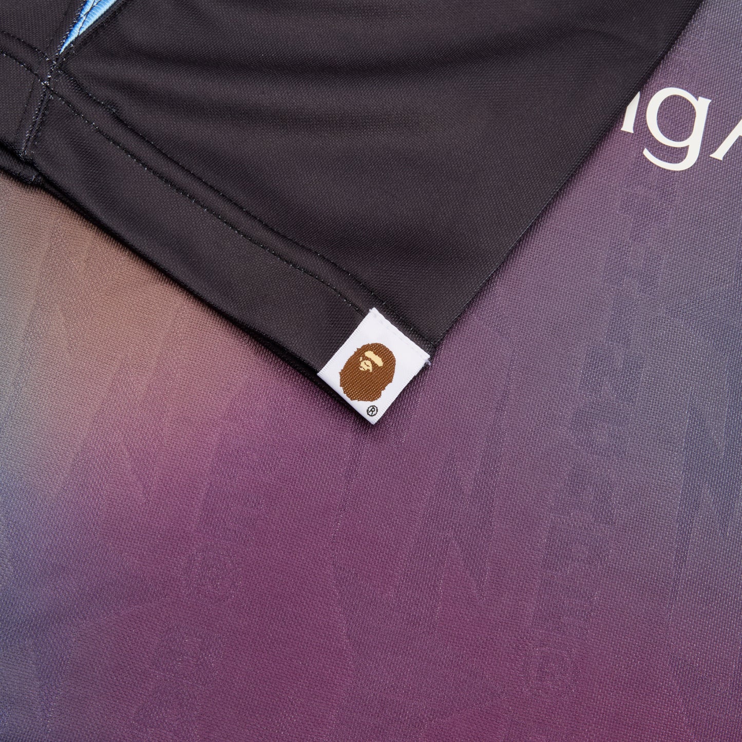 A Bathing Ape Tie Dye Sta Stripe Pattern Relaxed Fit Football Jersey Tee M (Black)