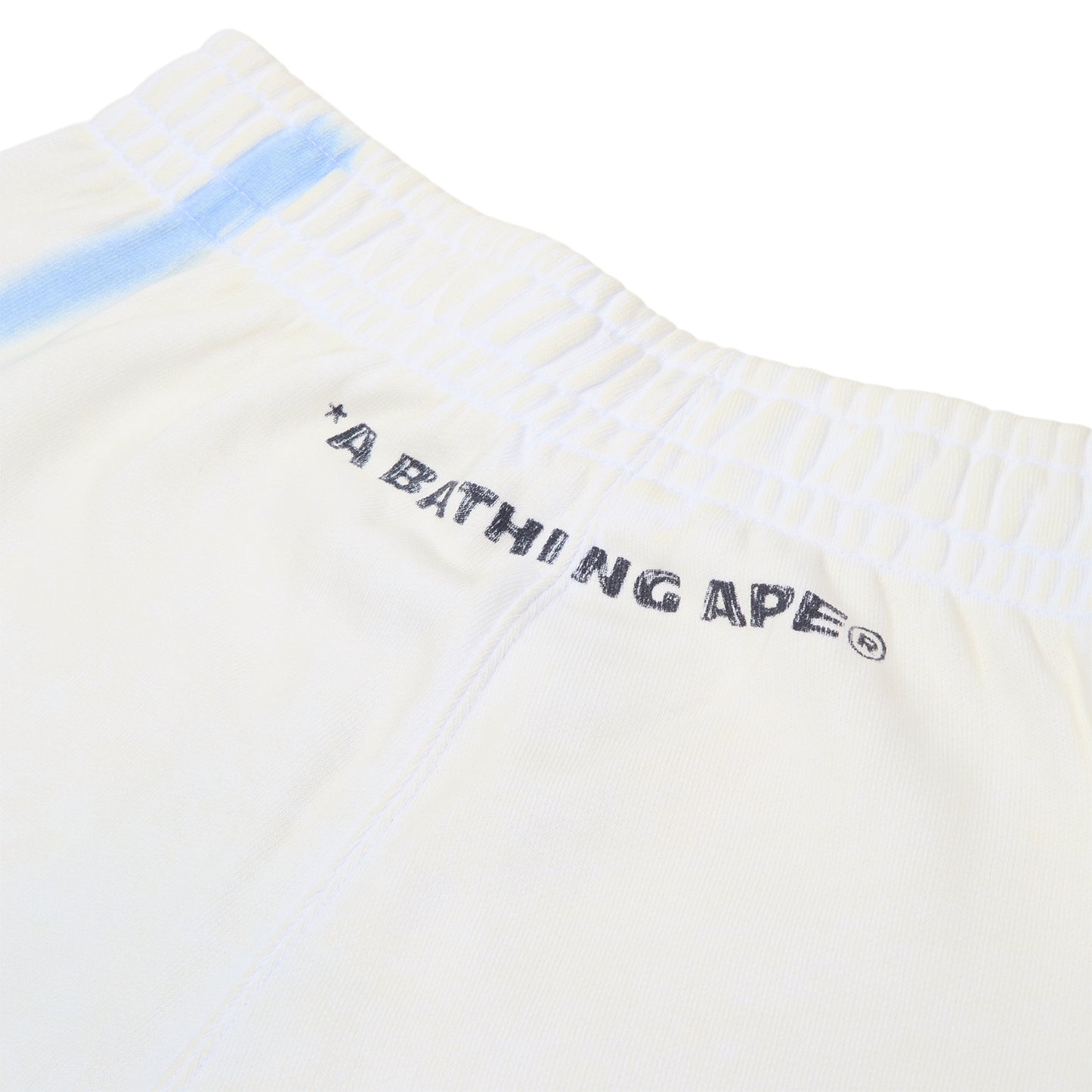 A Bathing Ape Heavy Wash Hand Draw Football Logo Relaxed Fit Sweat Shorts M (White)