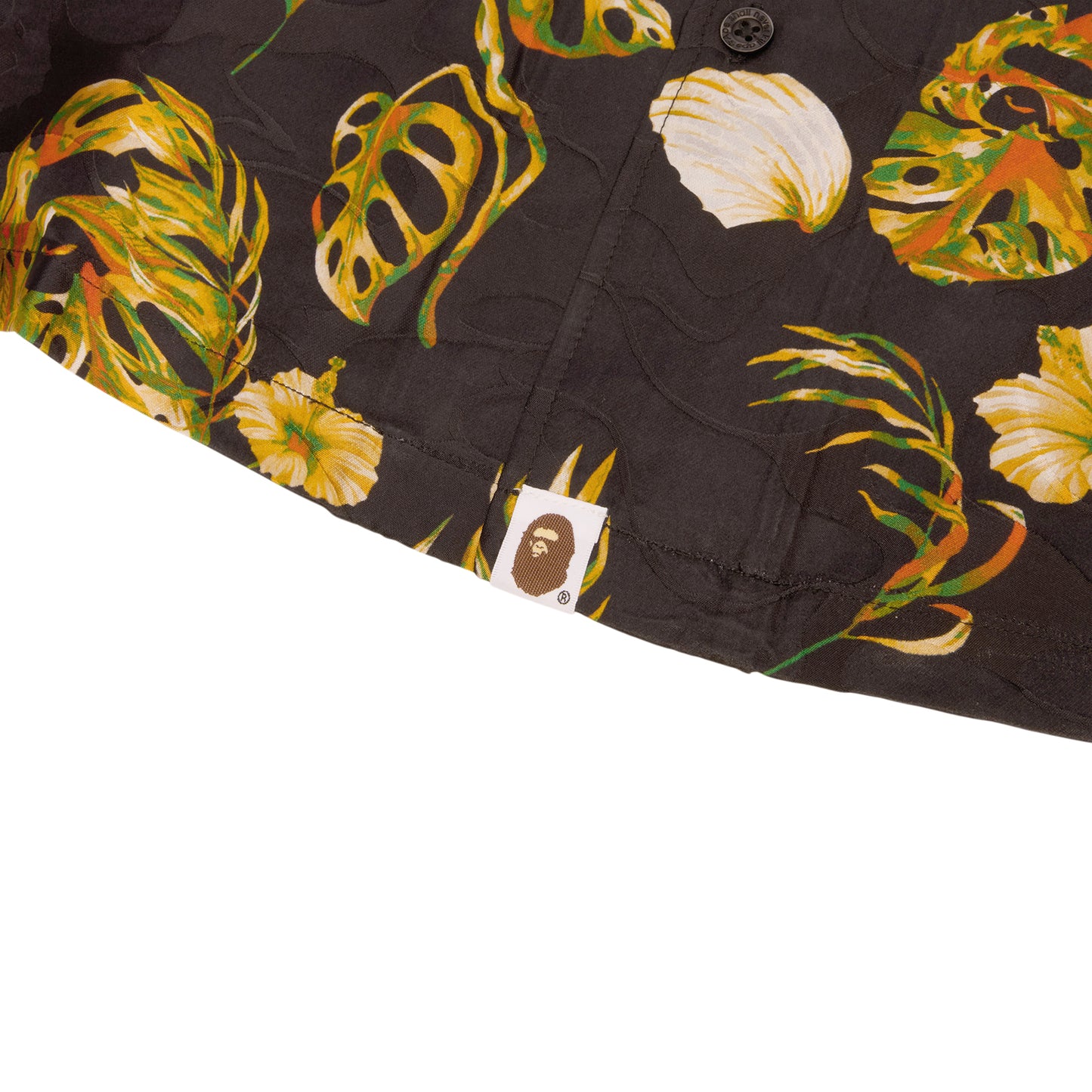 A Bathing Ape Vacation Pattern Open Collar Shirt (Black)