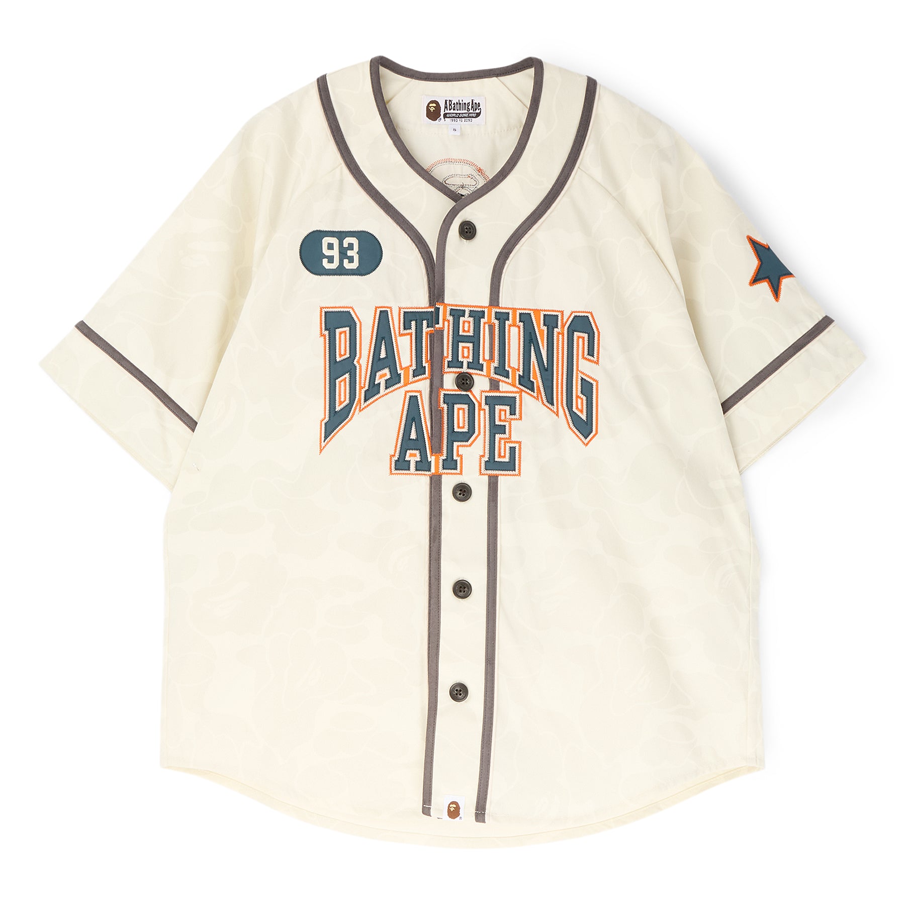 A Bathing Ape Solid Camo Multi Logo Baseball Ss Shirt M (Ivory