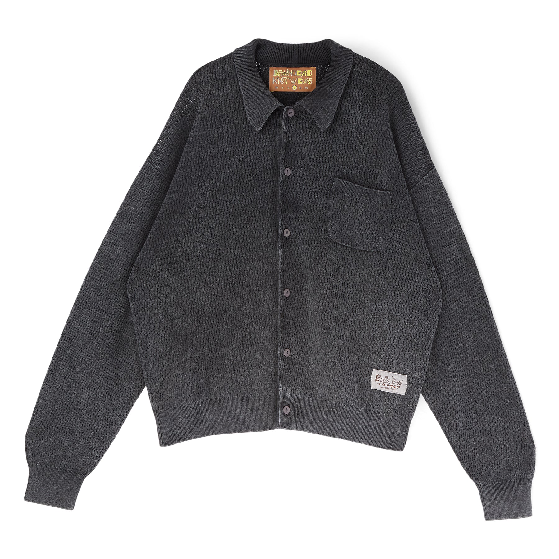 Brain Dead Pigment Dye Long Sleeve Polo Sweater (Ink) – CNCPTS