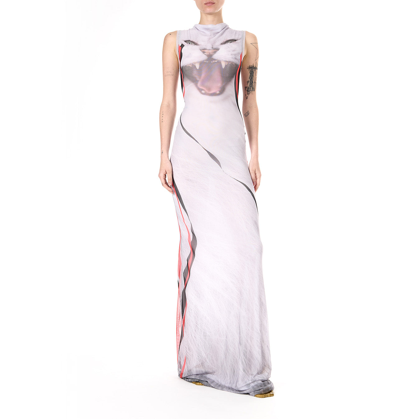 Ottolinger Mesh Maxi Dress (Cat Print)