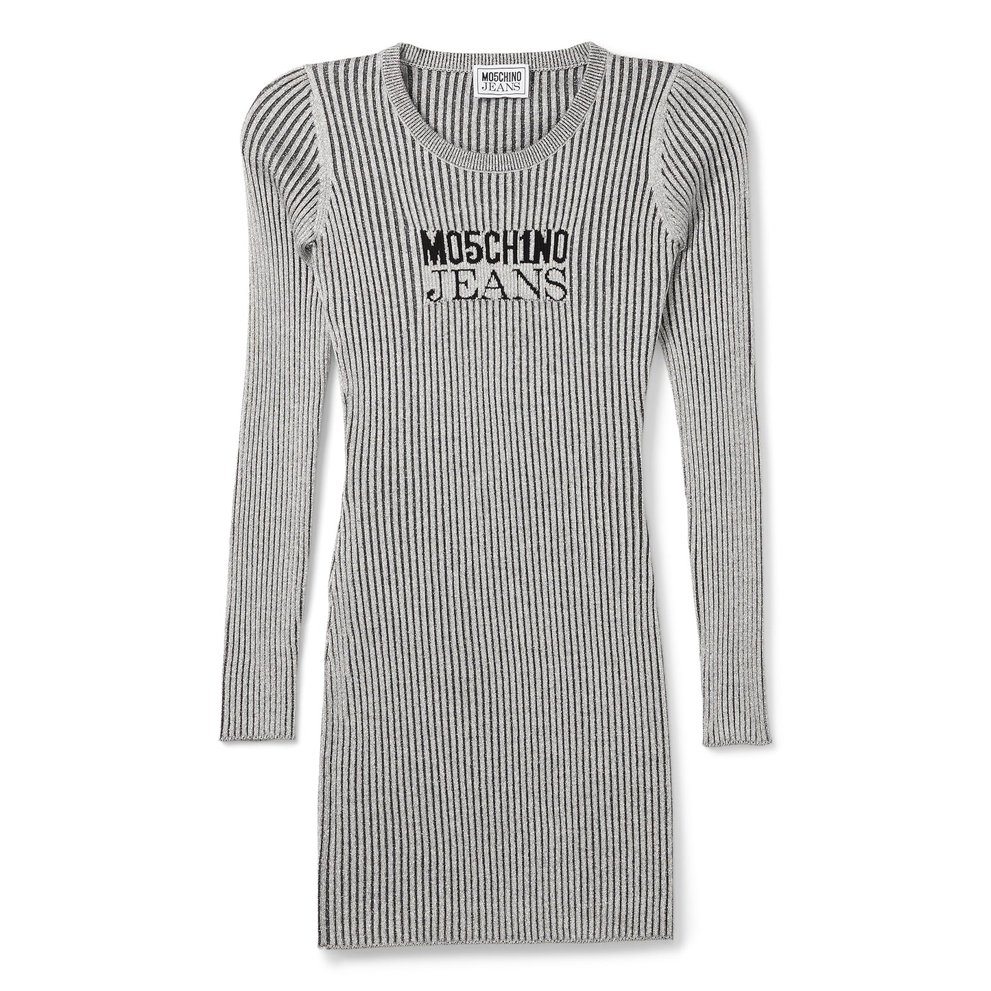 Moschino Jeans Lurex Logo Knit Dress (Silver)