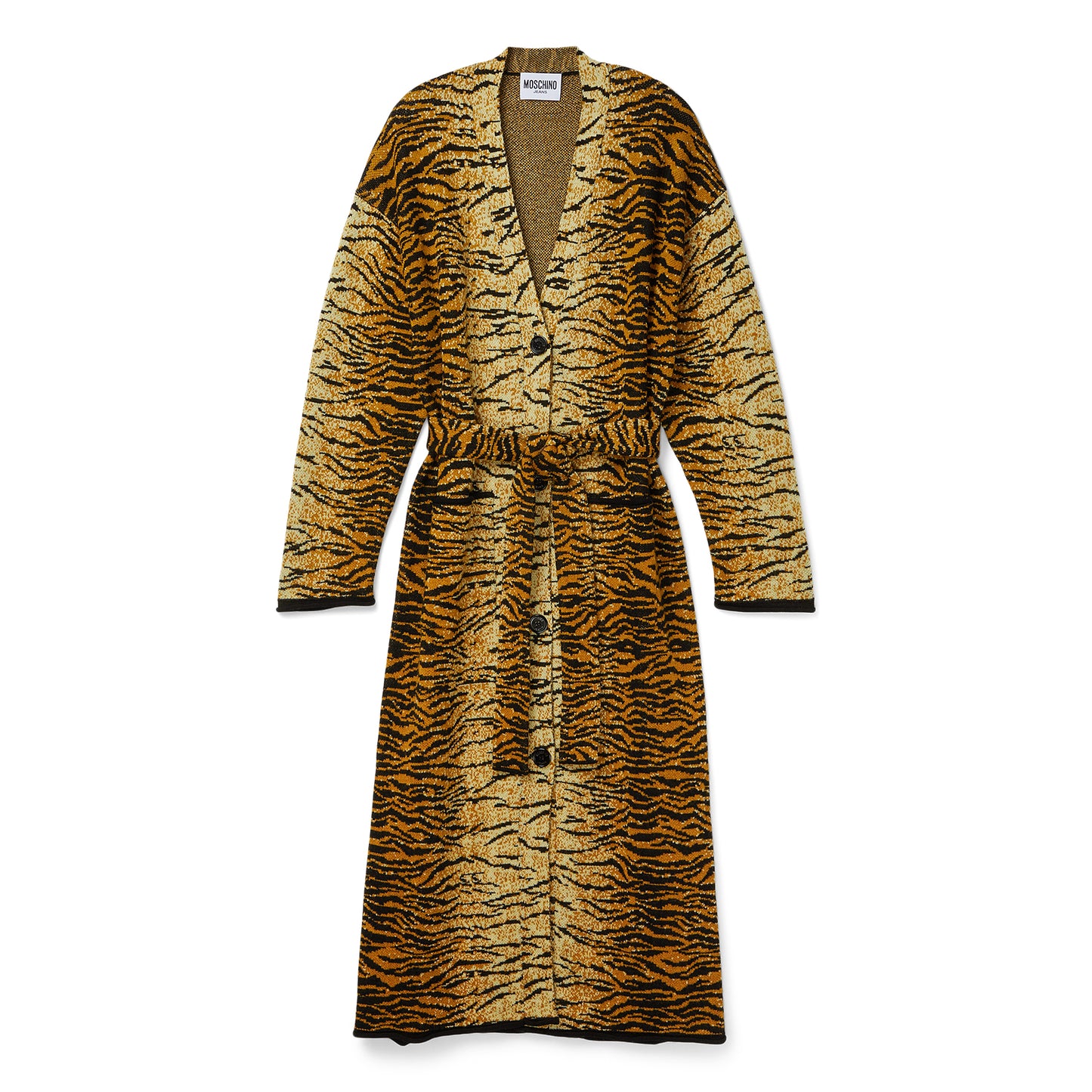 Moschino Jeans Animal Print Long Cardigan (Brown/Black)