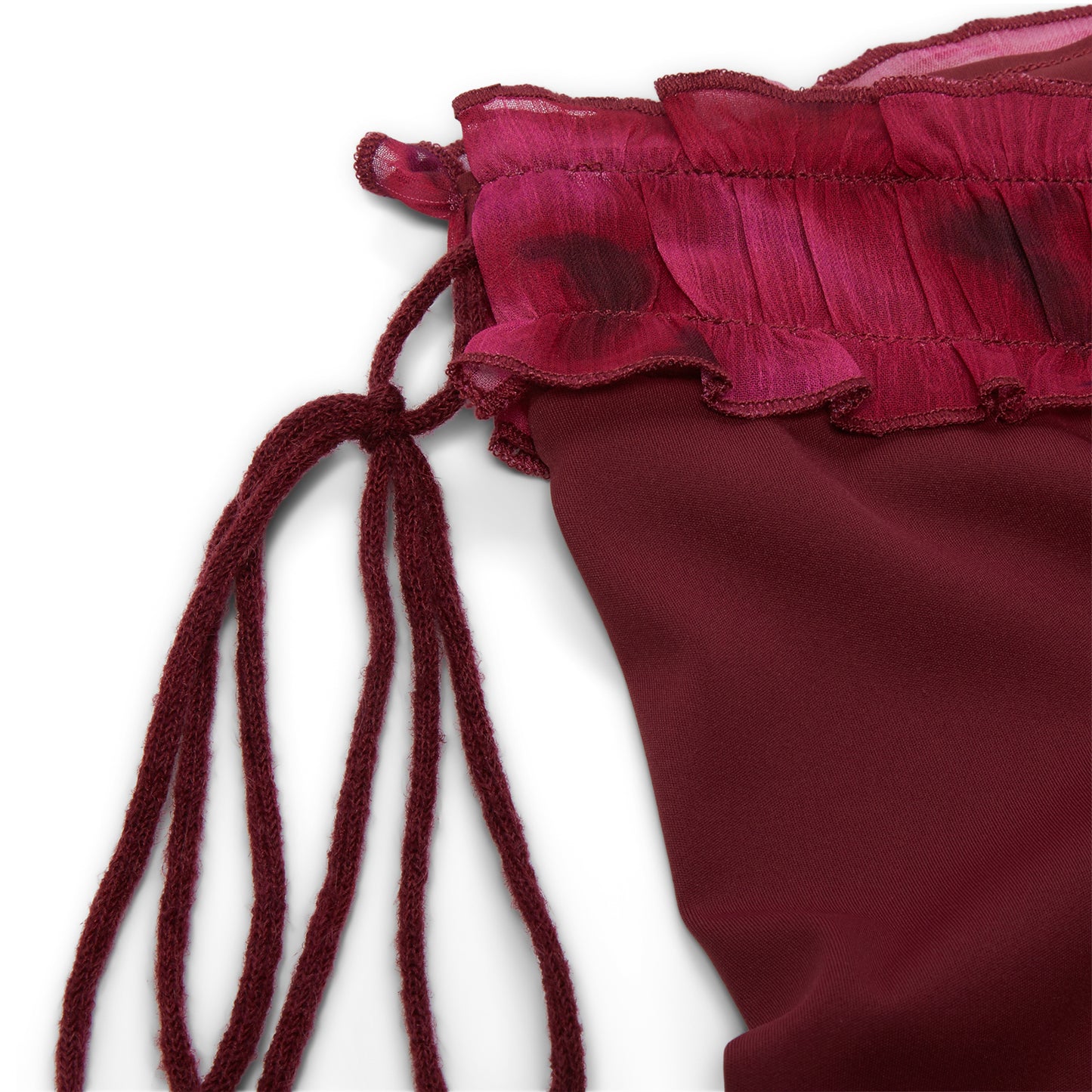 Danielle Guizio Ruched Side Tie Stretch Pant (Bordeaux)
