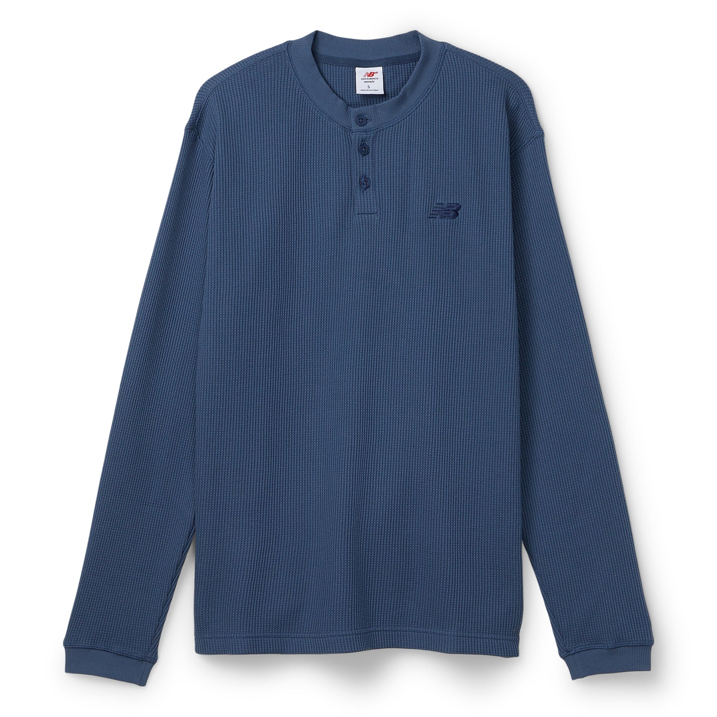 New Balance Waffle Knit Long Sleeve Henley (Vintage Indigo)