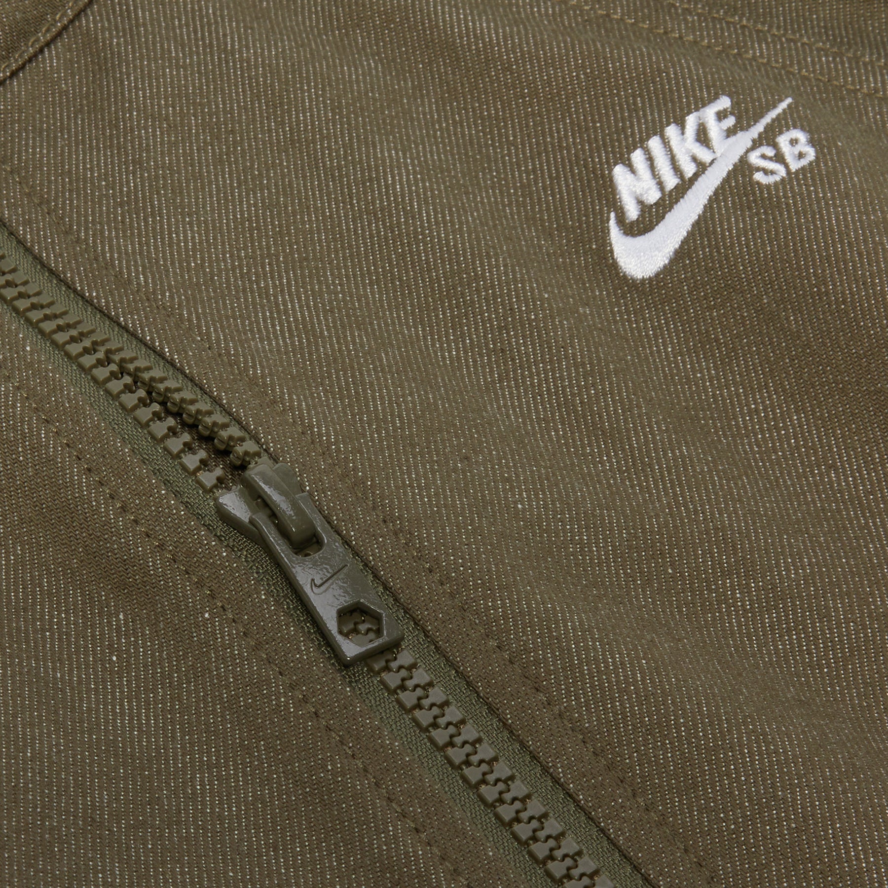 Nike SB Denim Full-Zip Track Jacket (Medium Olive/White