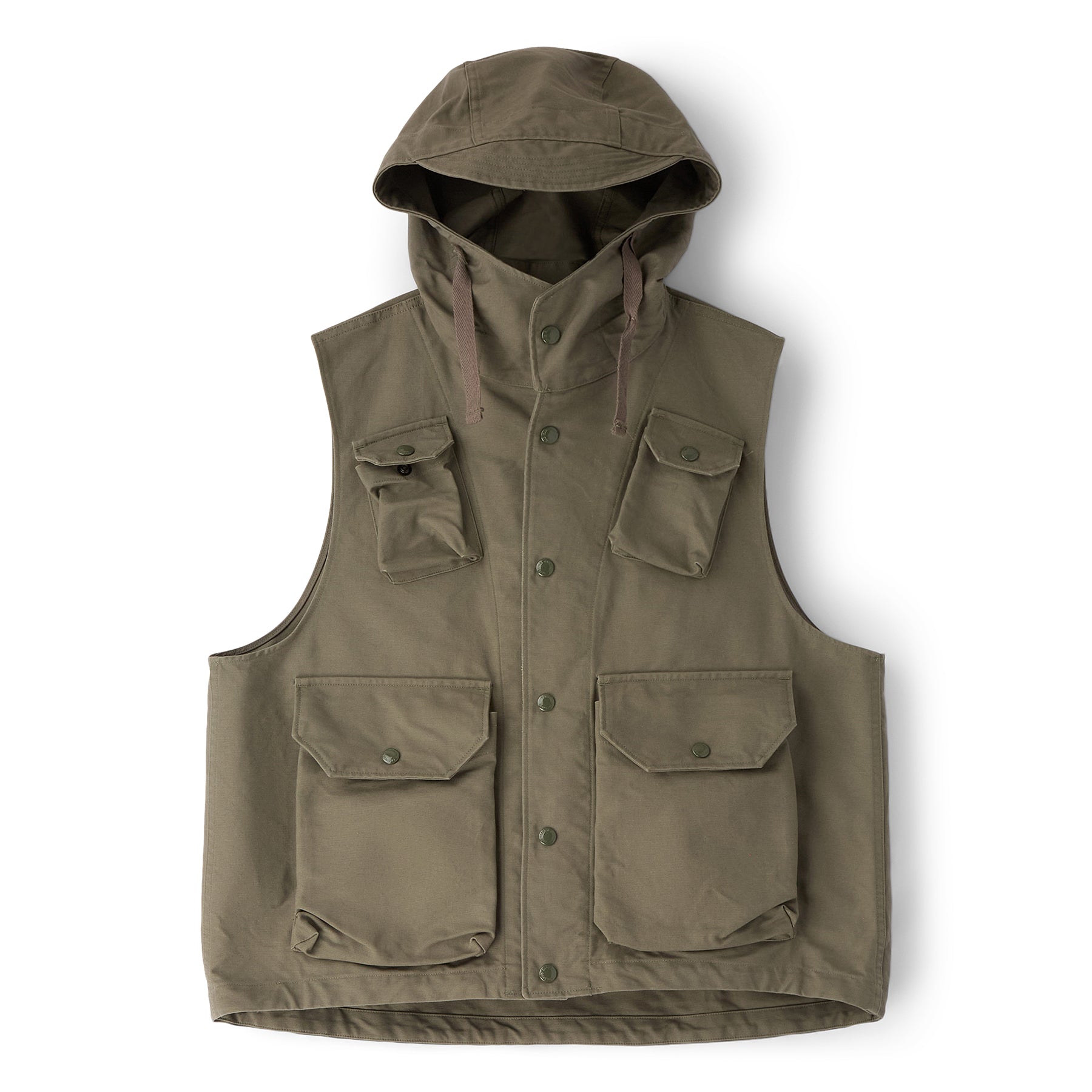 Engineered Garments Field Vest (C - Olive Cotton Double Cloth