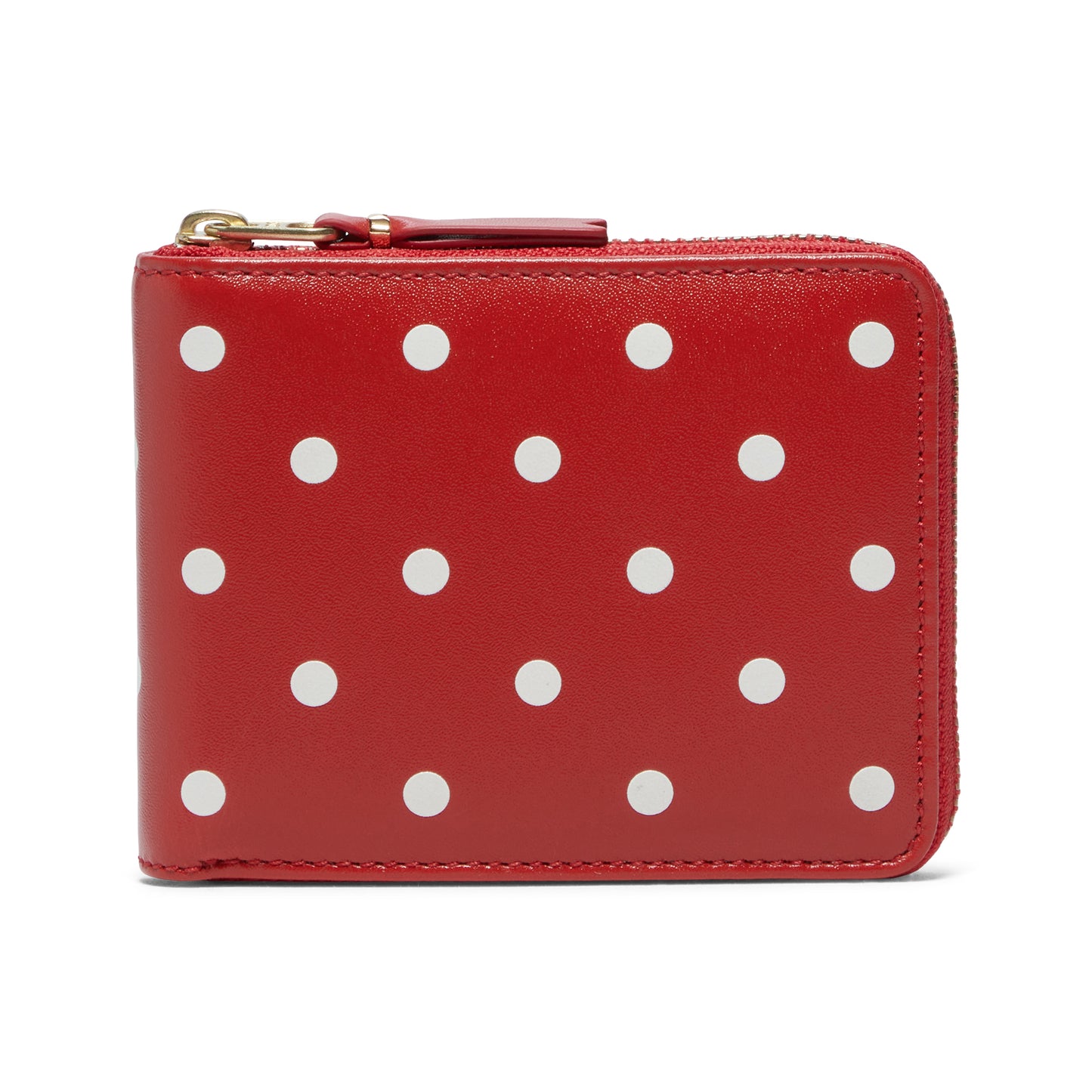 Comme Des Garcons Polk Dot Printed Leather Wallet (Red)