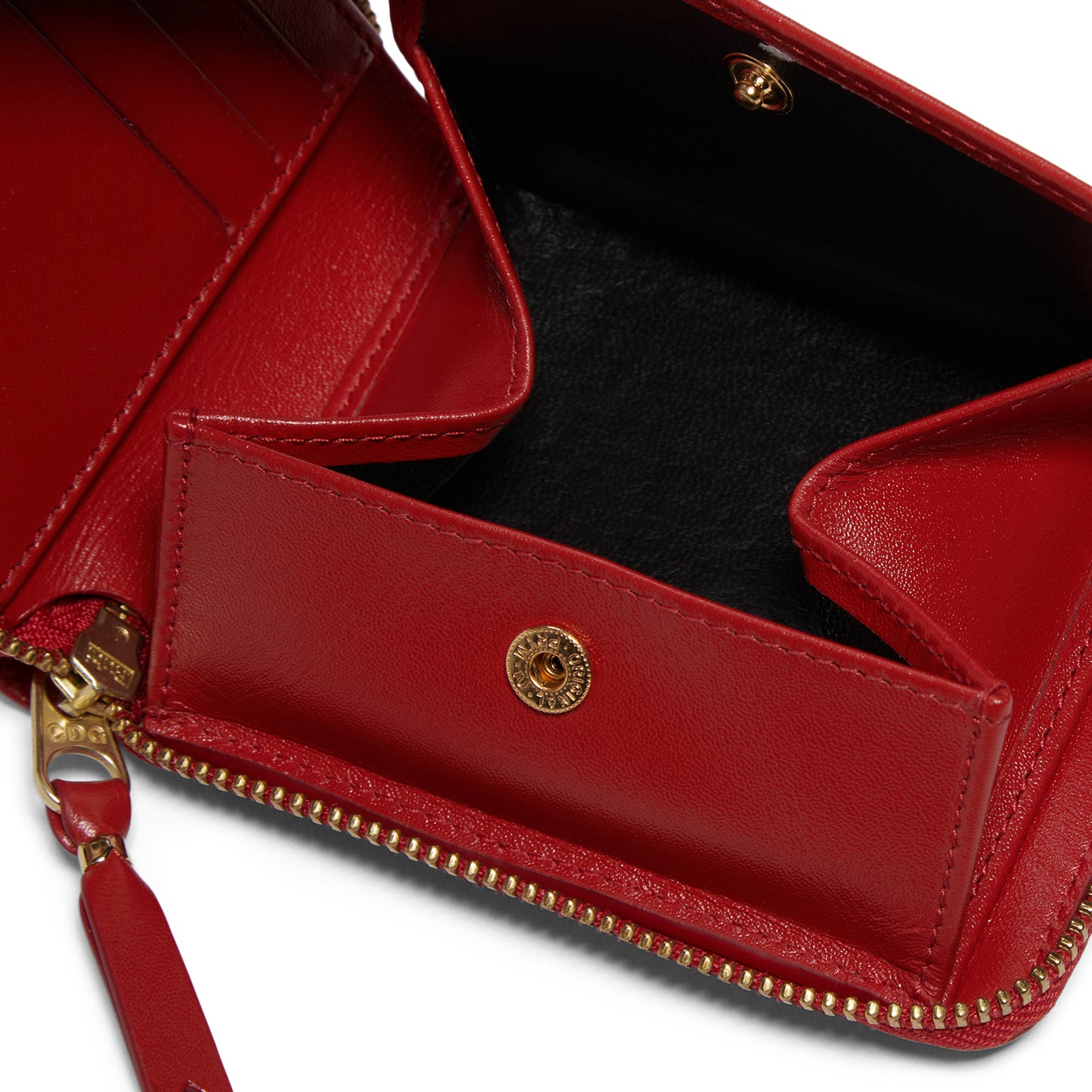 Comme Des Garcons Polk Dot Printed Leather Wallet (Red)