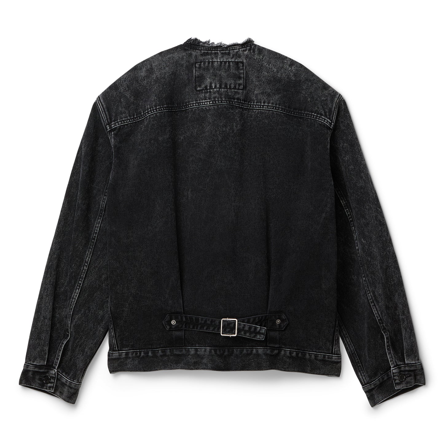 Lanvin Loose Fit Washed Denim Collarless Jacket (Black)