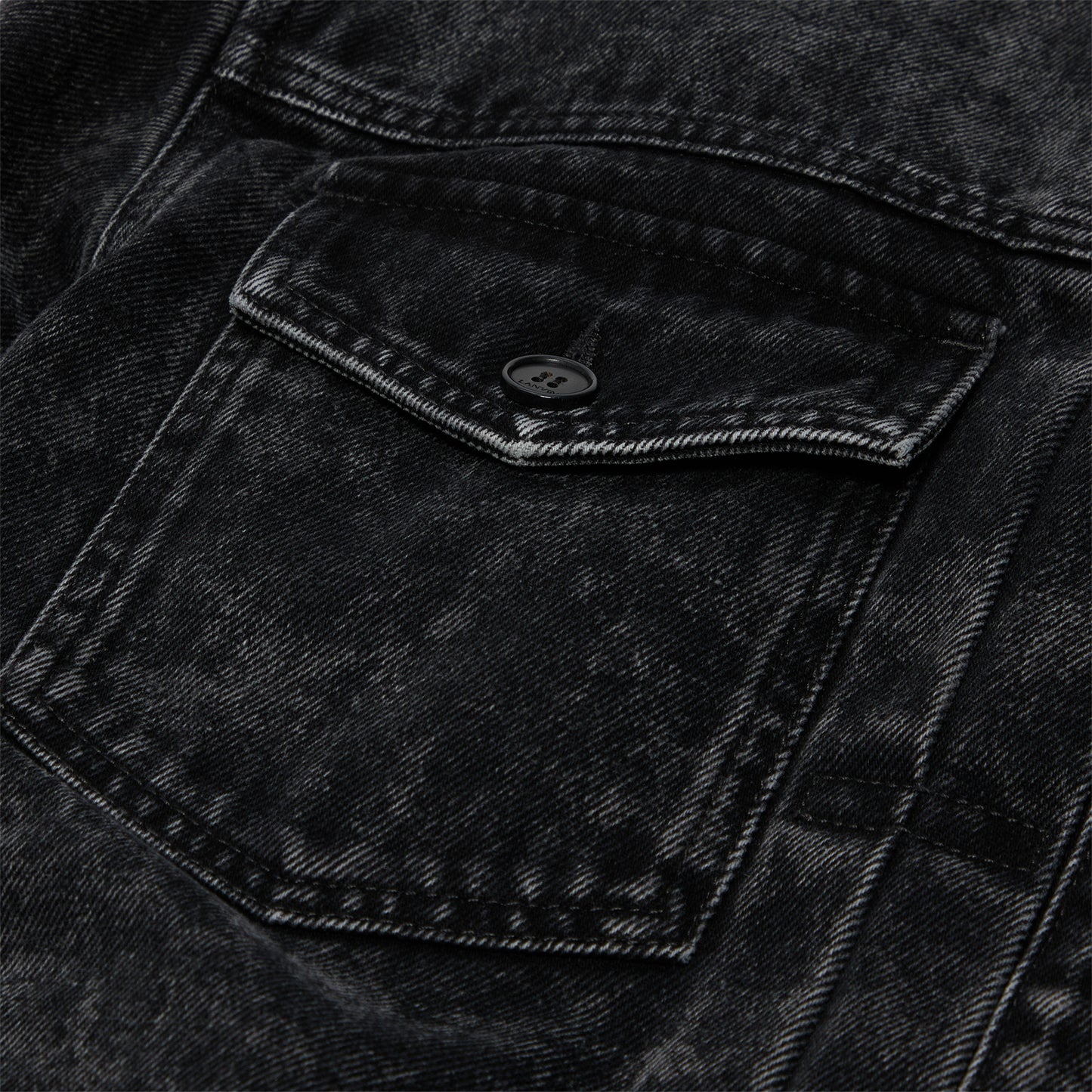 Lanvin Loose Fit Washed Denim Collarless Jacket (Black)