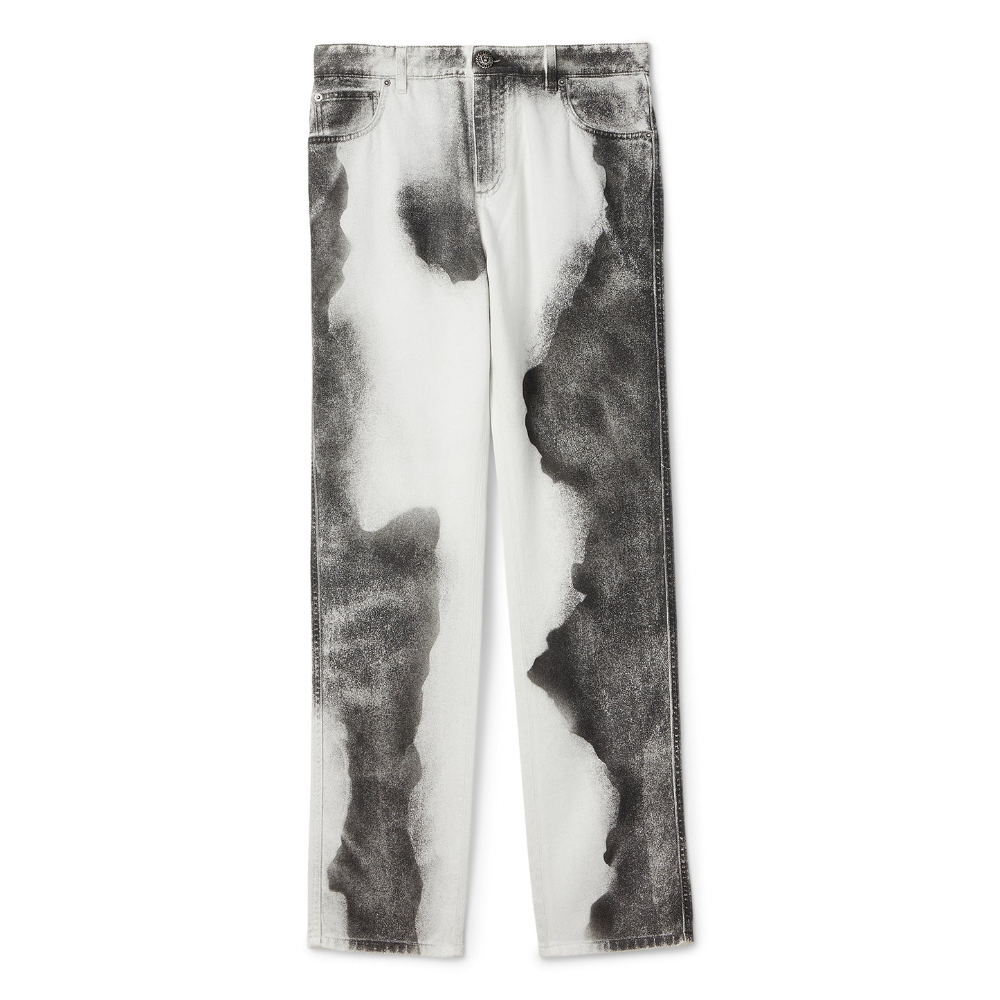 Balmain Moon Print Regular-Fit Denim Jeans (White/Black)