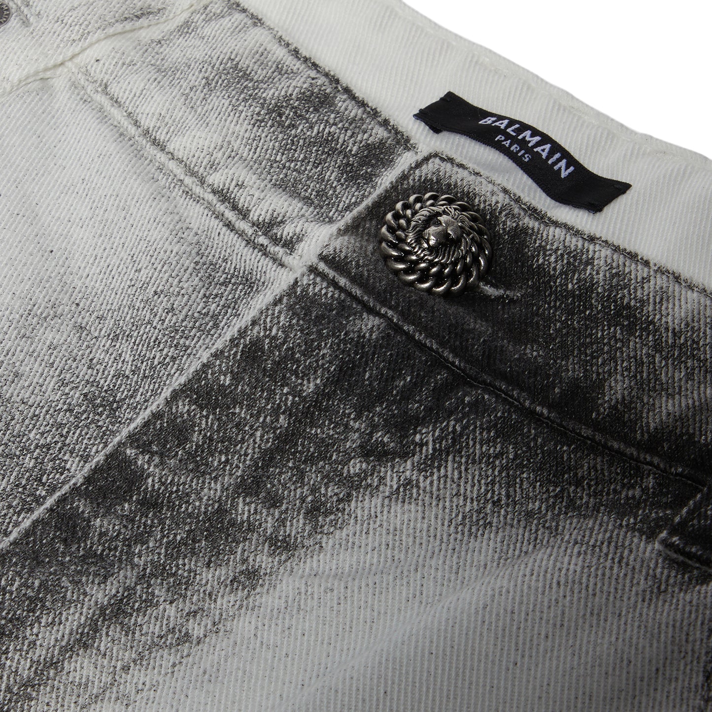 Balmain Moon Print Regular-Fit Denim Jeans (White/Black)