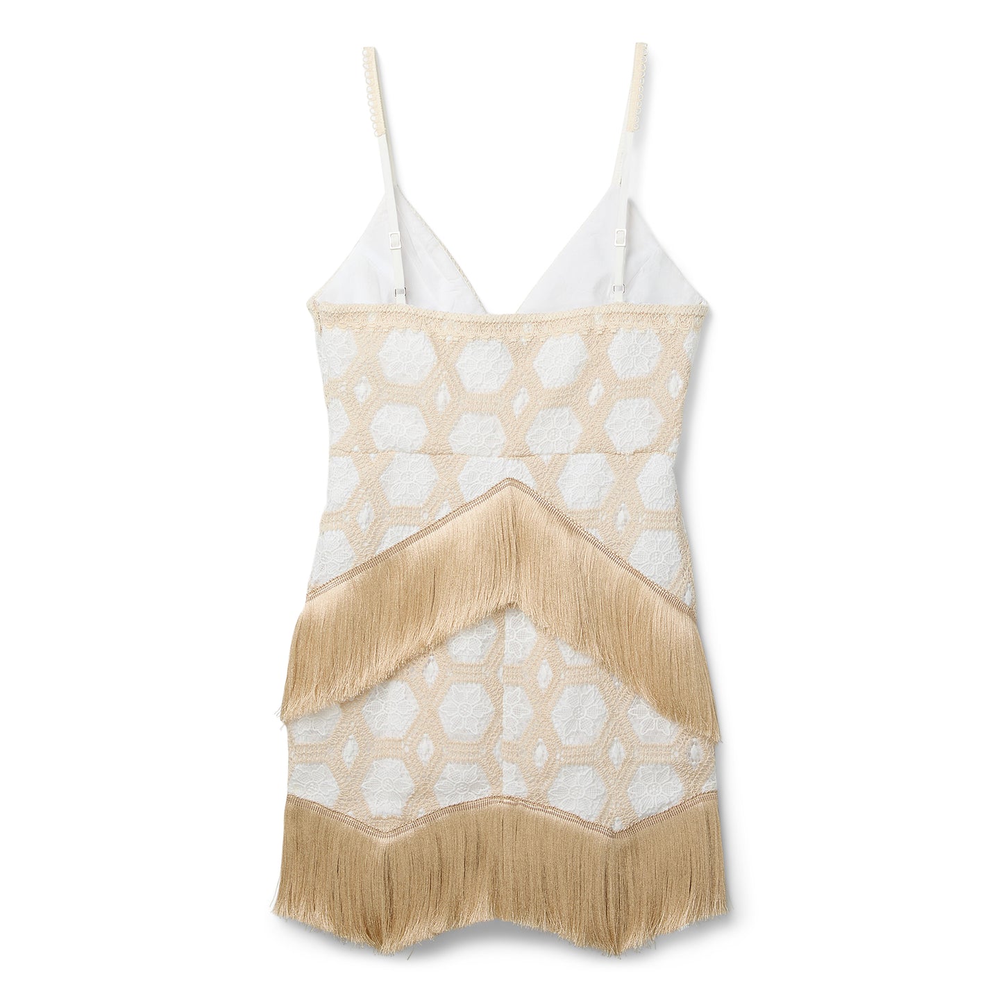 PatBO Natural Crochet Plunge Mini Dress (Off White)
