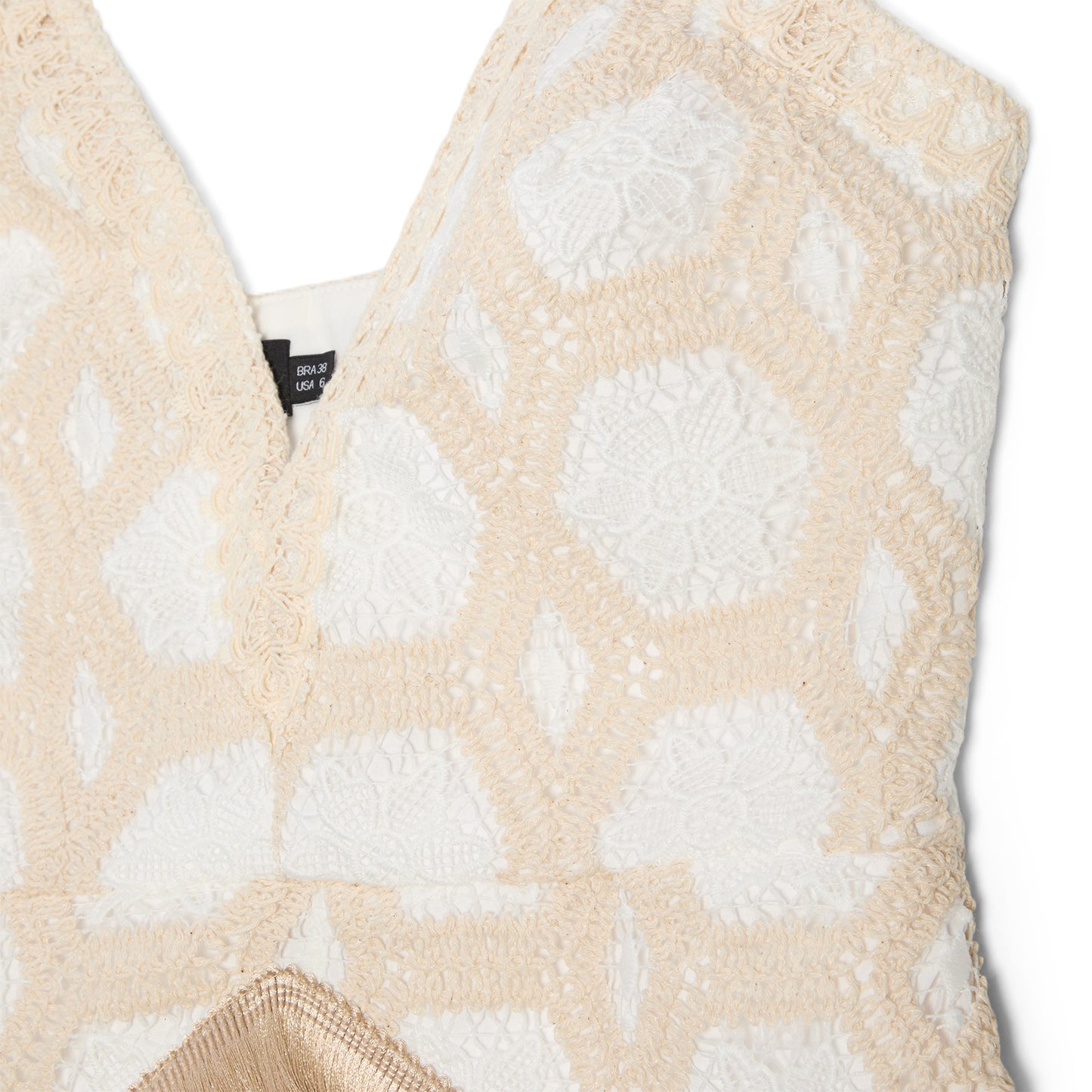 PatBO Natural Crochet Plunge Mini Dress (Off White)