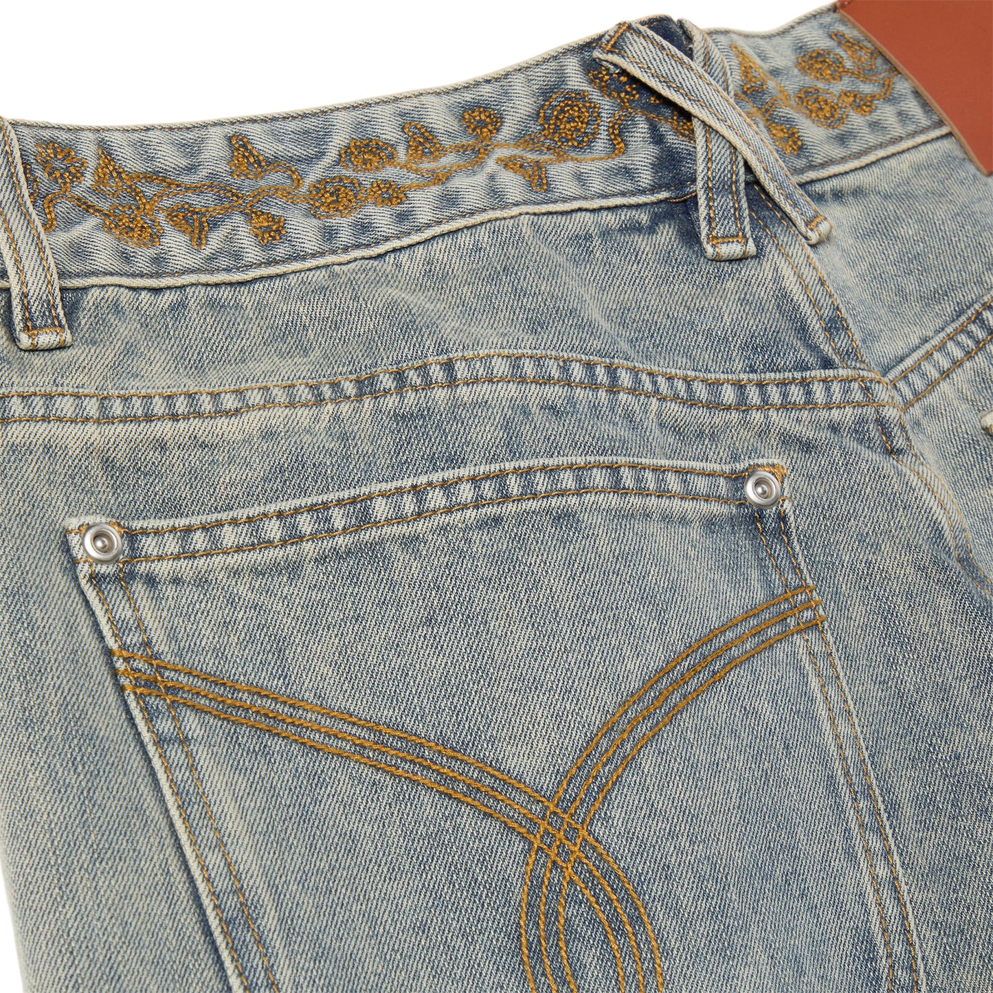 Adidem Asterisks Studded Denim Shorts (Rust Wash)