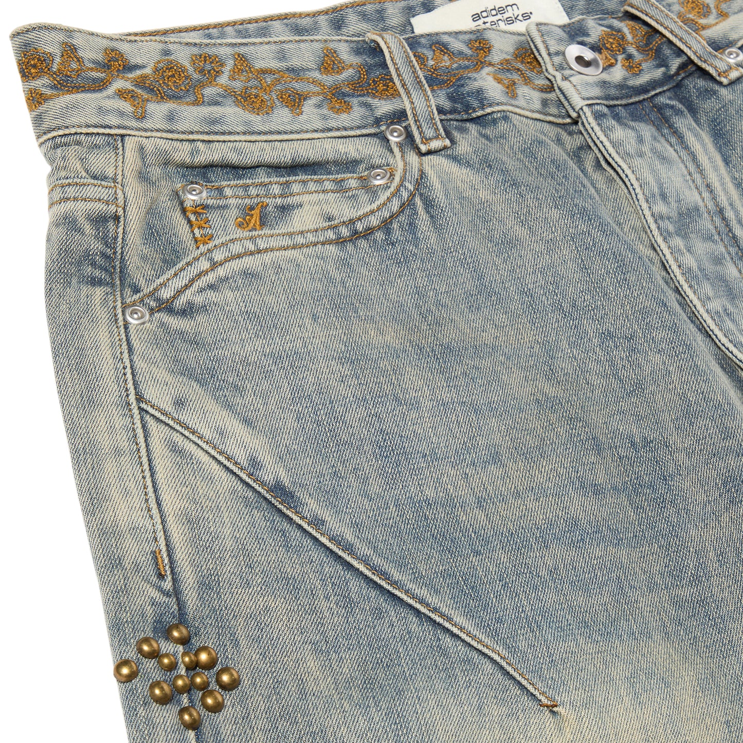 Adidem Asterisks Studded Denim Shorts (Rust Wash)