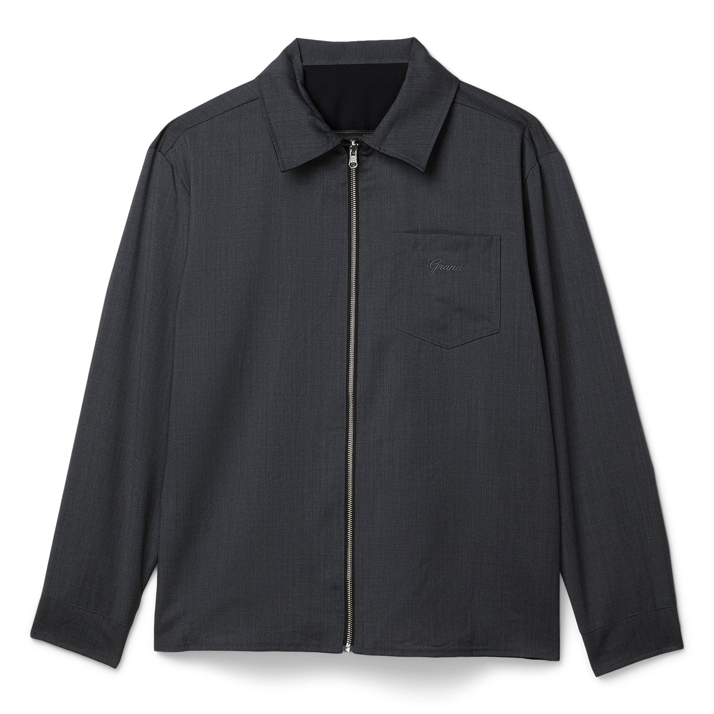 Grand Collection Reversible Wool Overshirt (Charcoal/Black)