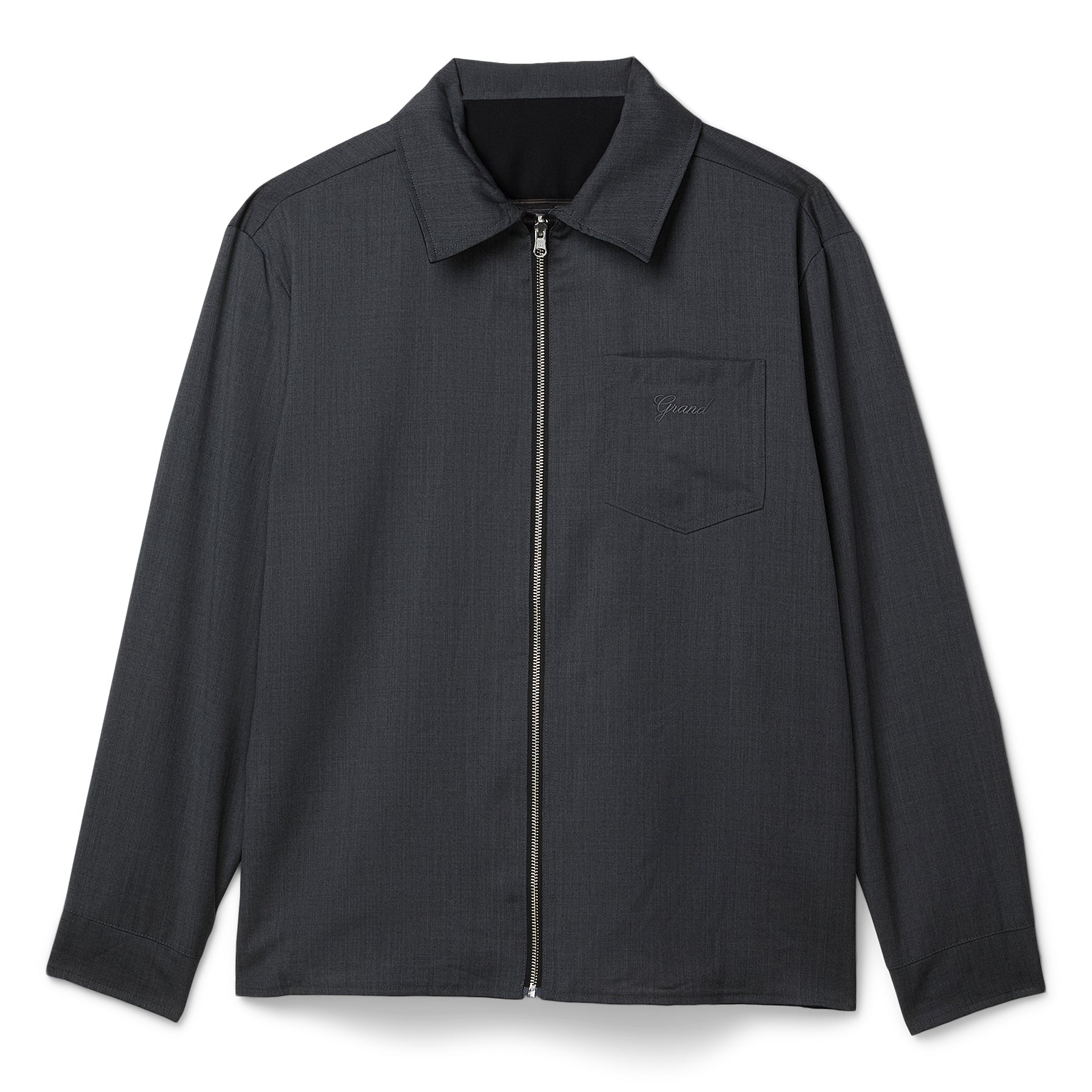 Grand Collection Reversible Wool Overshirt (Charcoal/Black)