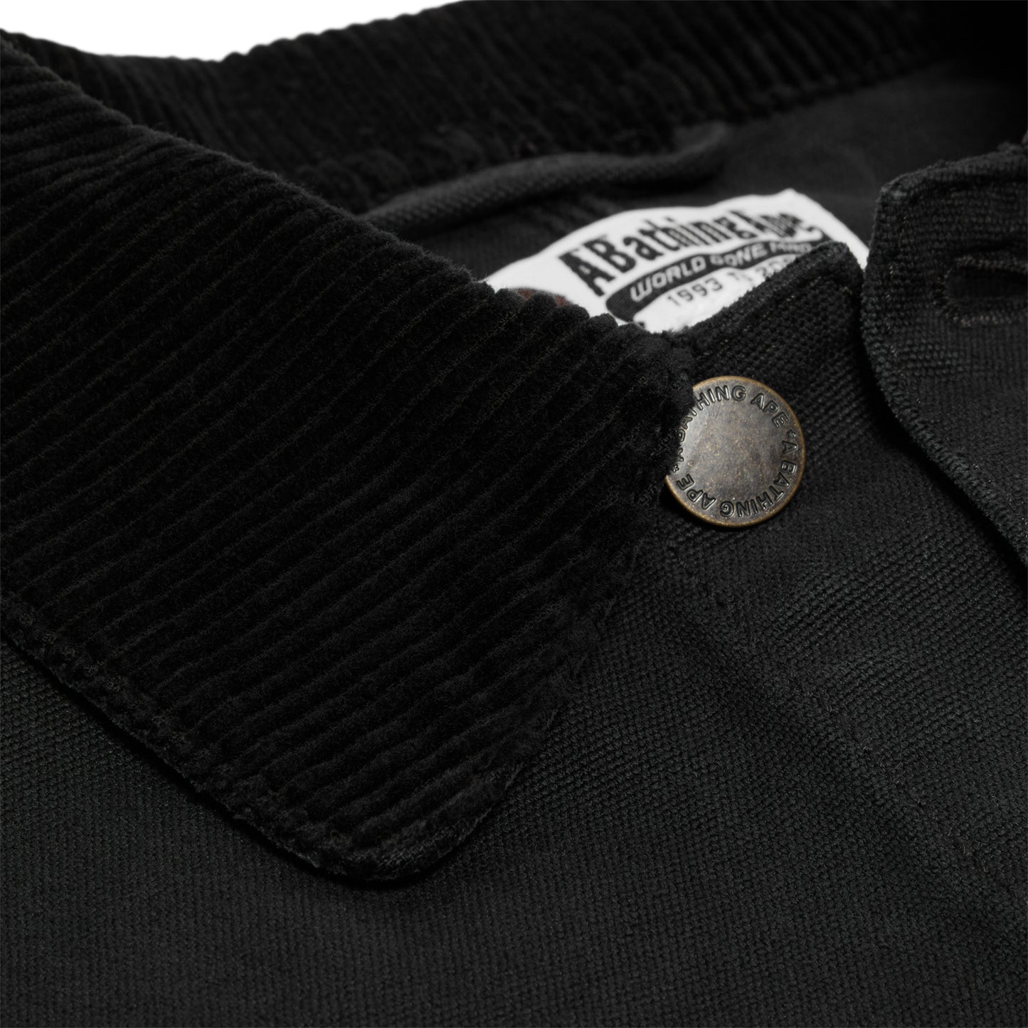 A Bathing Ape Line Camo Jacquard Patched Pocket Garment Dye Work Jacket (Black)