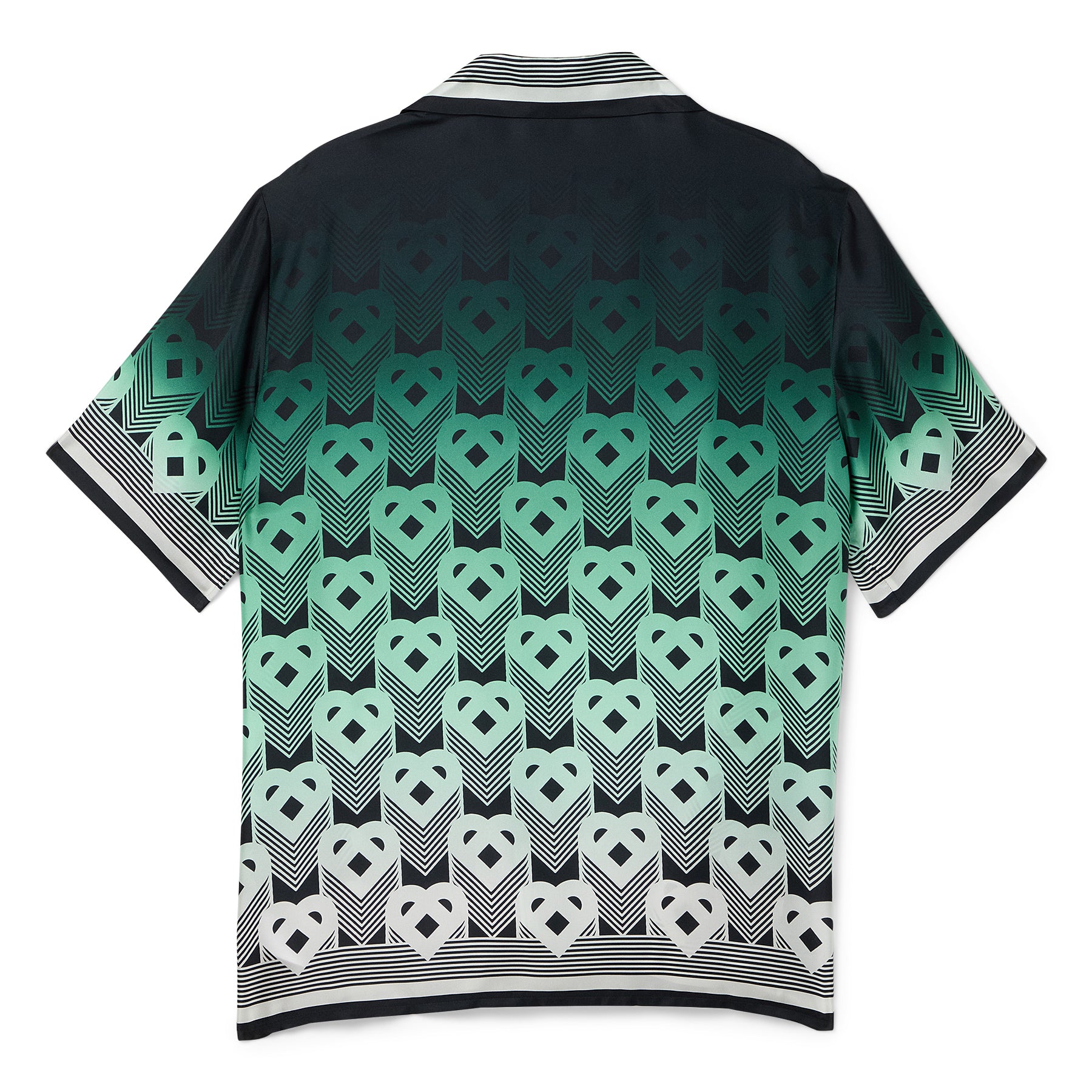 Casablanca Gradient Monogram Short Sleeve Silk Shirt (Green/Black)