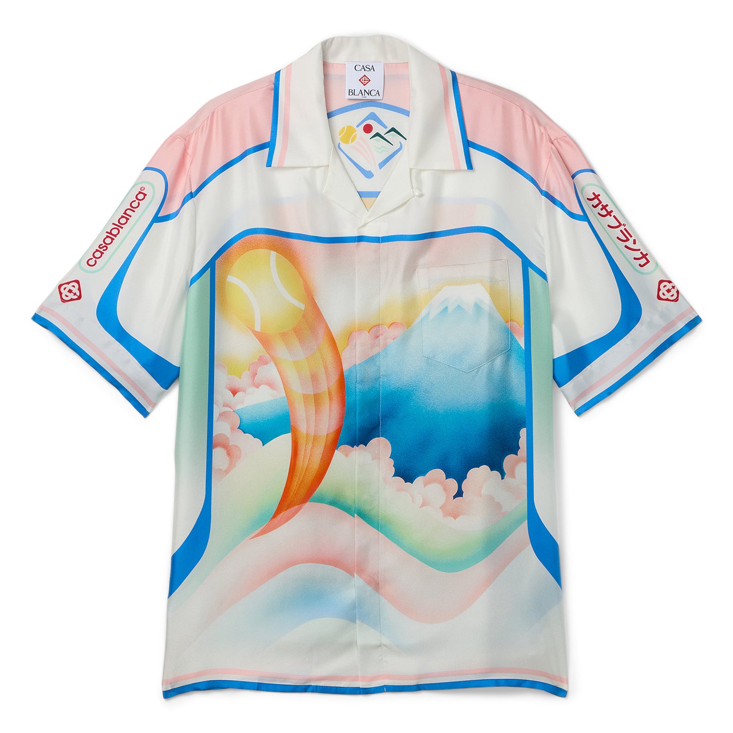 Casablanca Fuji Dream Short Sleeve Silk Shirt (White/Multi)