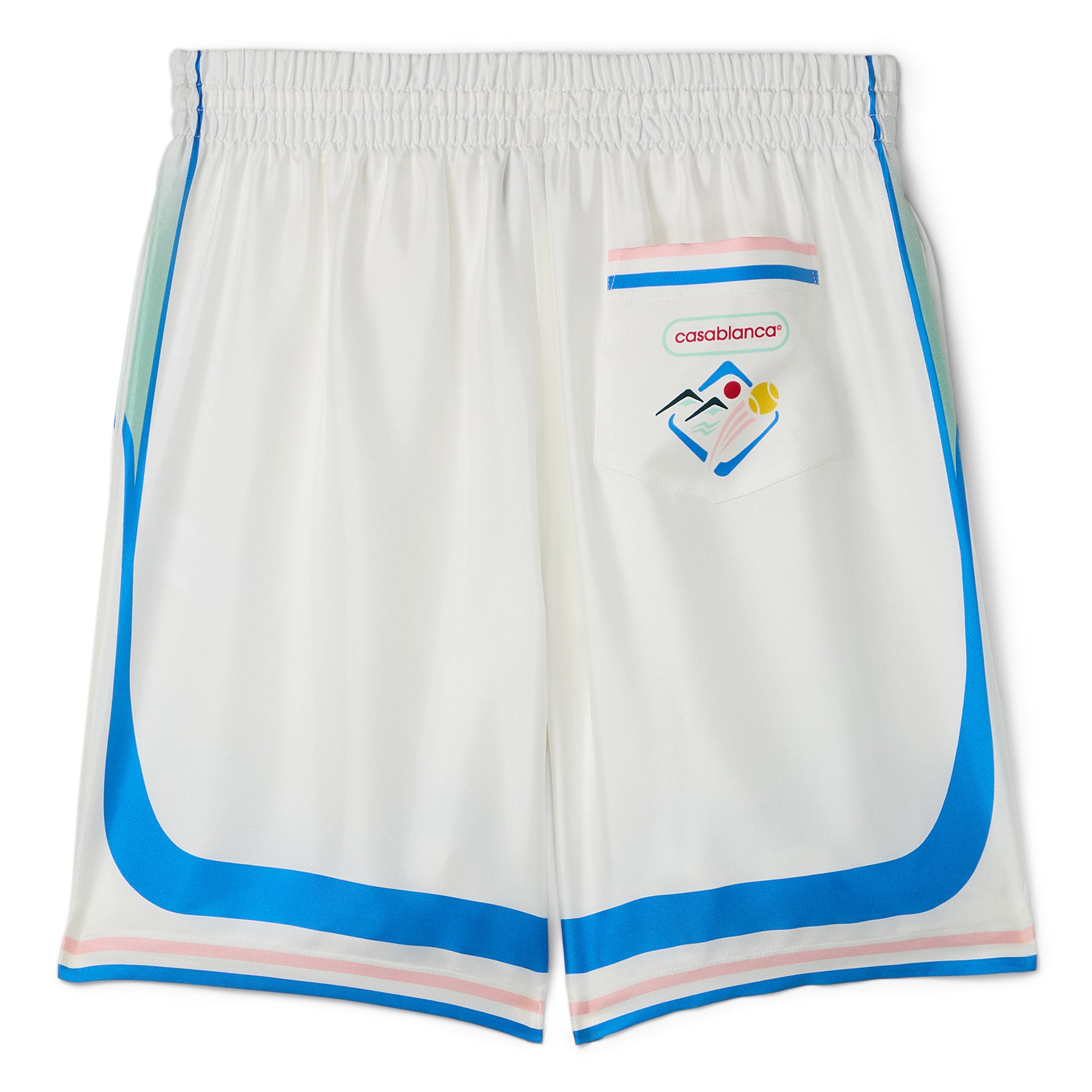 Casablanca Fuji Silk Shorts (White/Multi)