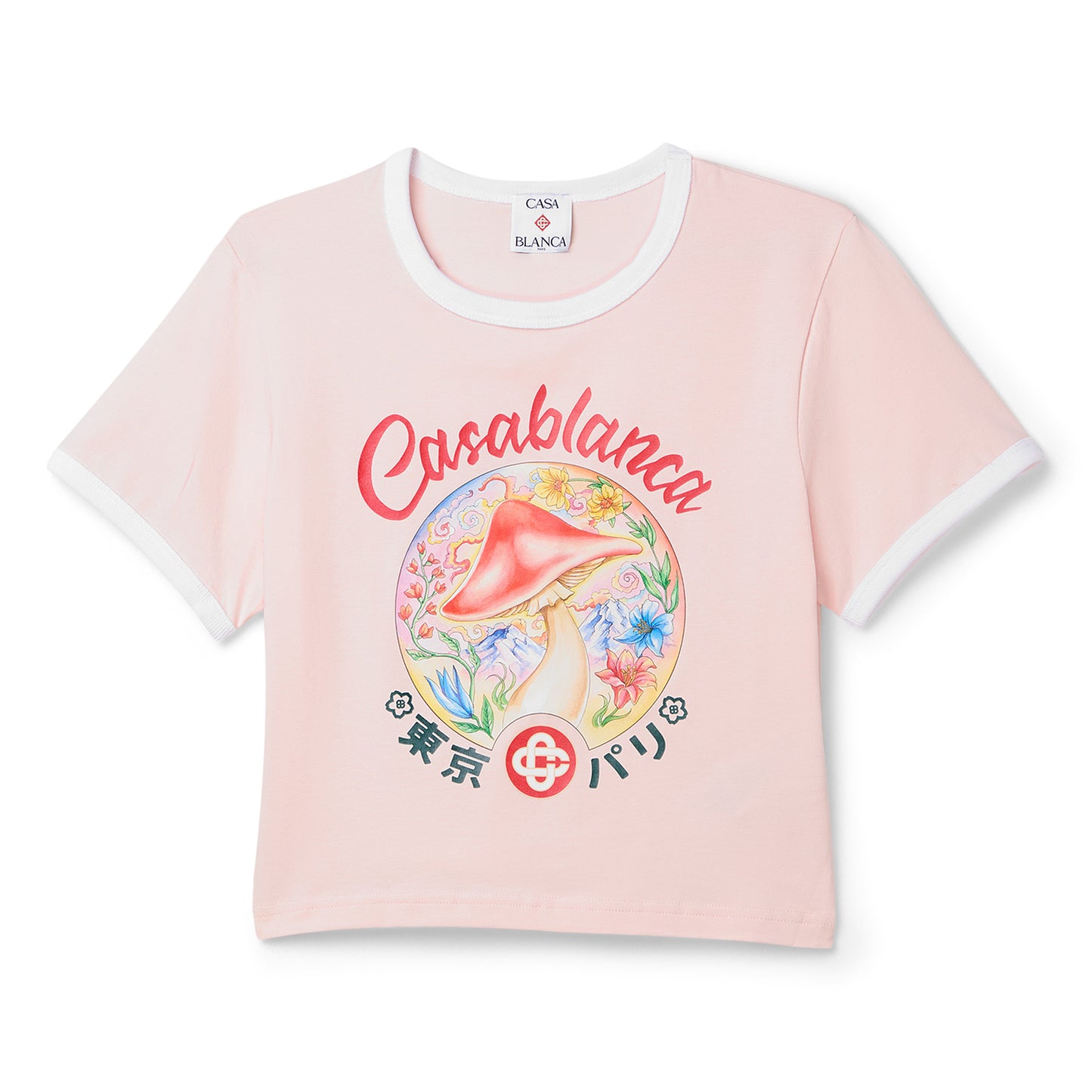 Casablanca Mushroom Emblem Cropped Tee (Pink)