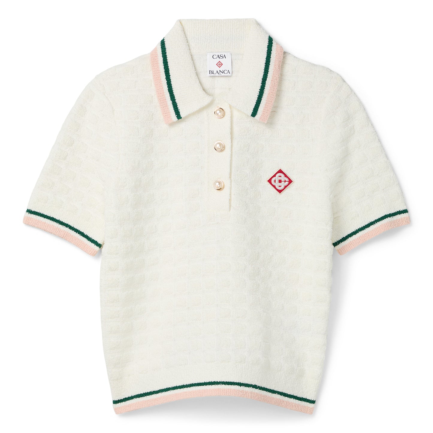 Casablanca Boucle Polo Shirt (White)