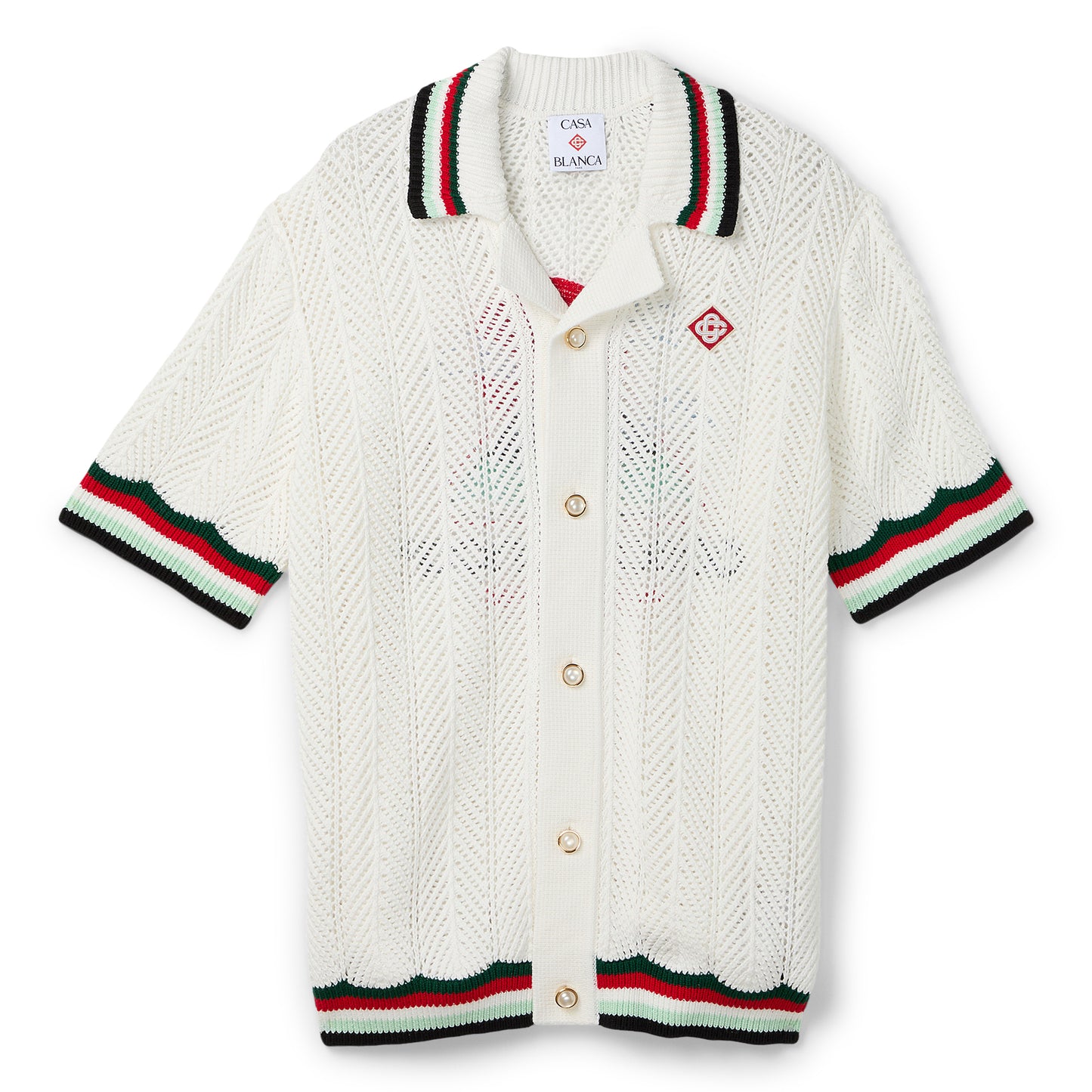 Casablanca Montagne Ondulee Short Sleeve Crochet Shirt (White)