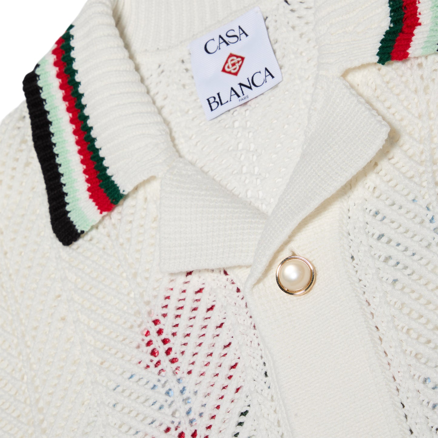 Casablanca Montagne Ondulee Short Sleeve Crochet Shirt (White)