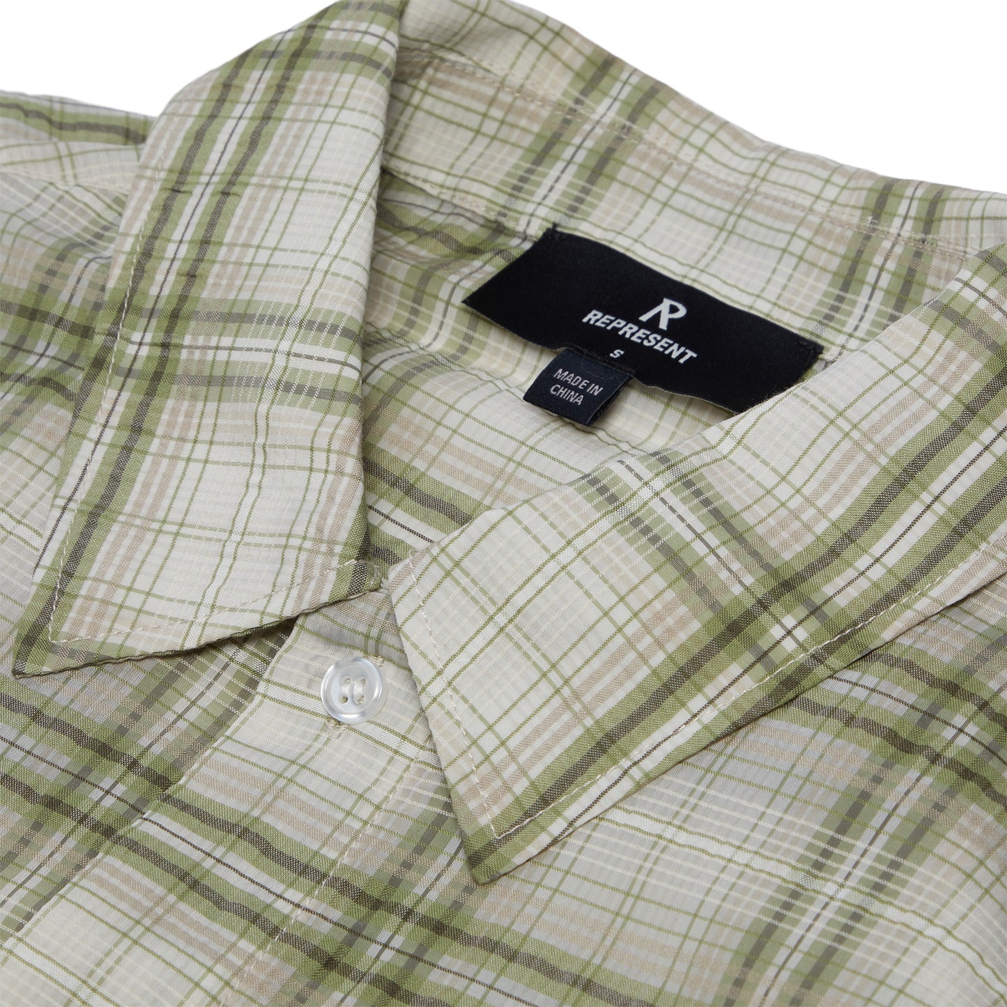 REPRESENT Sheer Long Sleeve Flannel Shirt (Green)