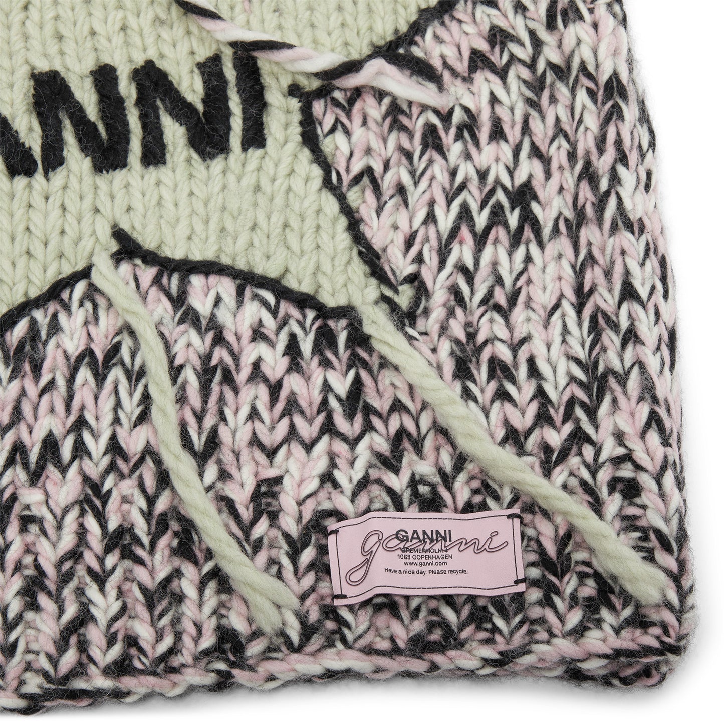 GANNI Graphic Wool Handknit Vest (Chalk Pink)