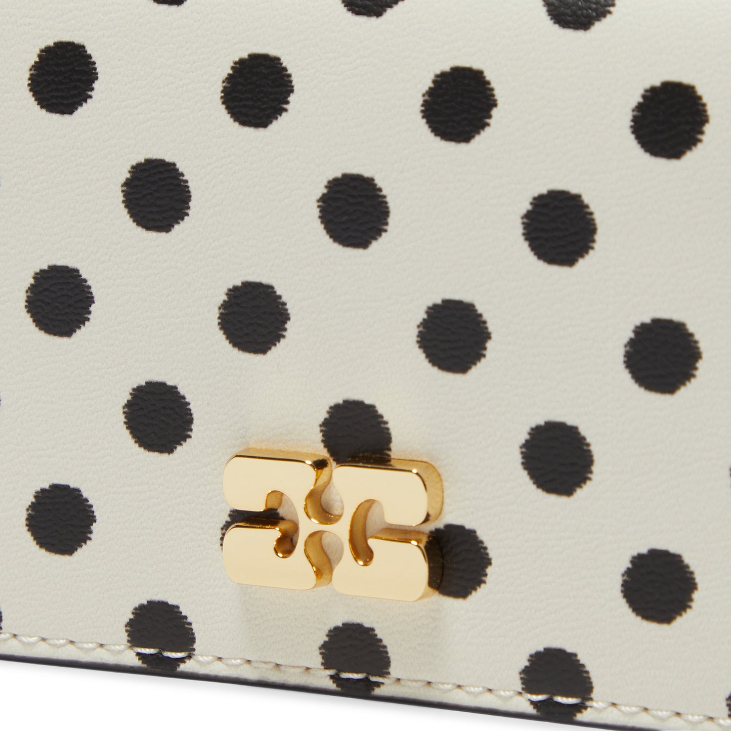 GANNI Polka-Dot Bou Card Holder With Flap (Egret)