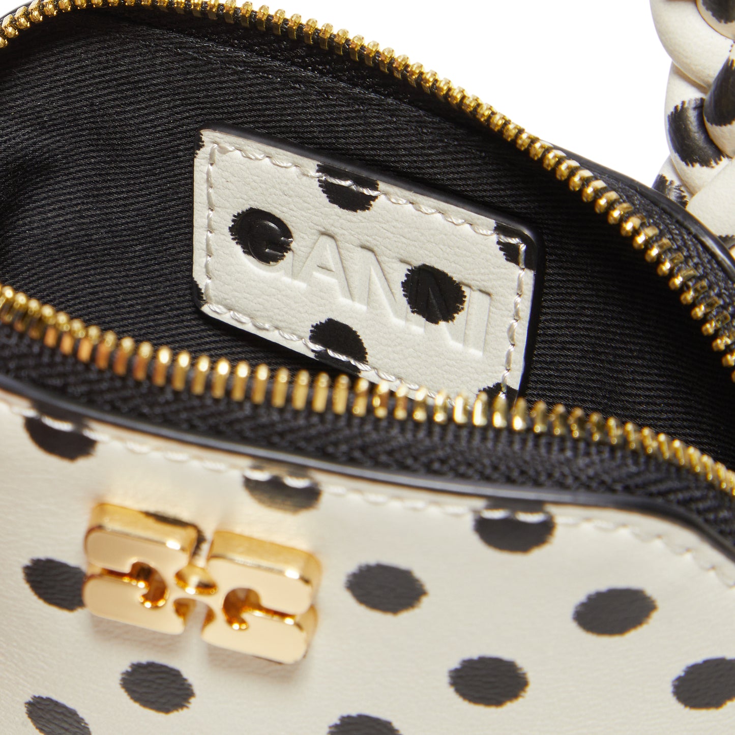 GANNI Polka-Dot Nano Bou Bag (Egret)