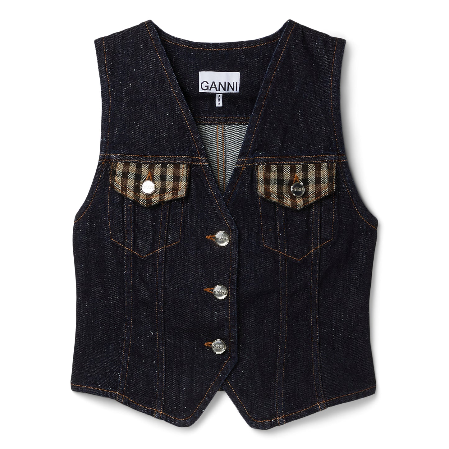 GANNI Neppy Denim Vest (Dark Blue Stone)