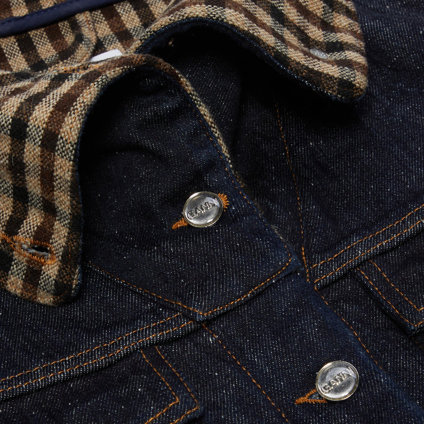 GANNI Neppy Denim Bonded Jacket (Dark Blue Stone)