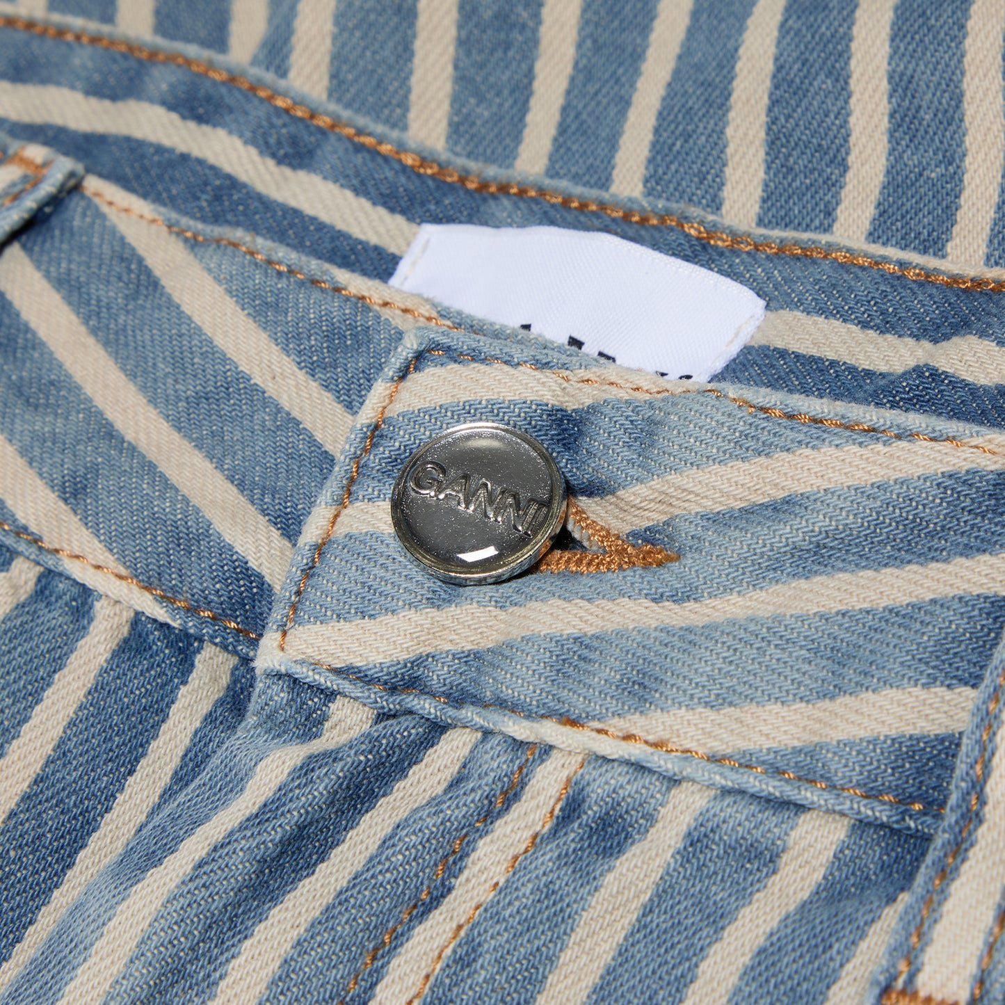 GANNI Light Stripe Denim Shorts (Soft Chambray)