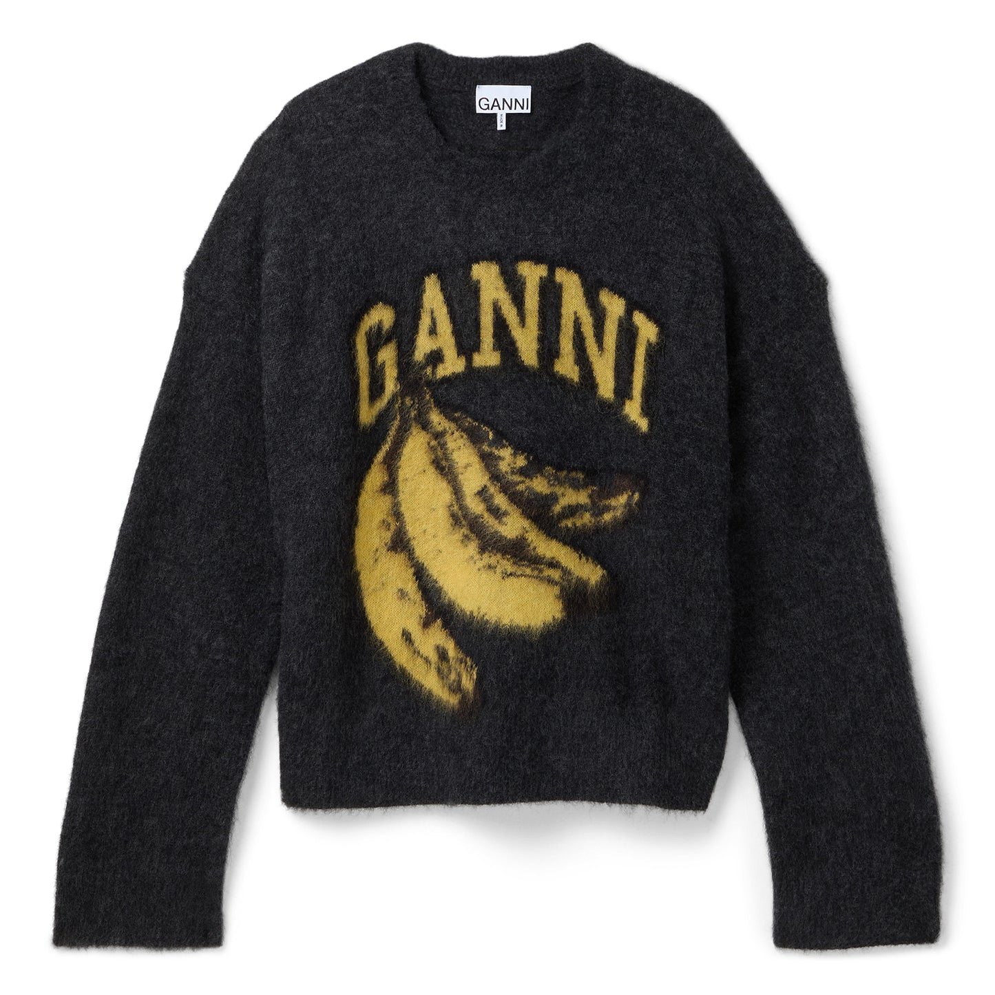 GANNI Fine Brushed Alpaca Banana Oversized Sweater (Phantom)