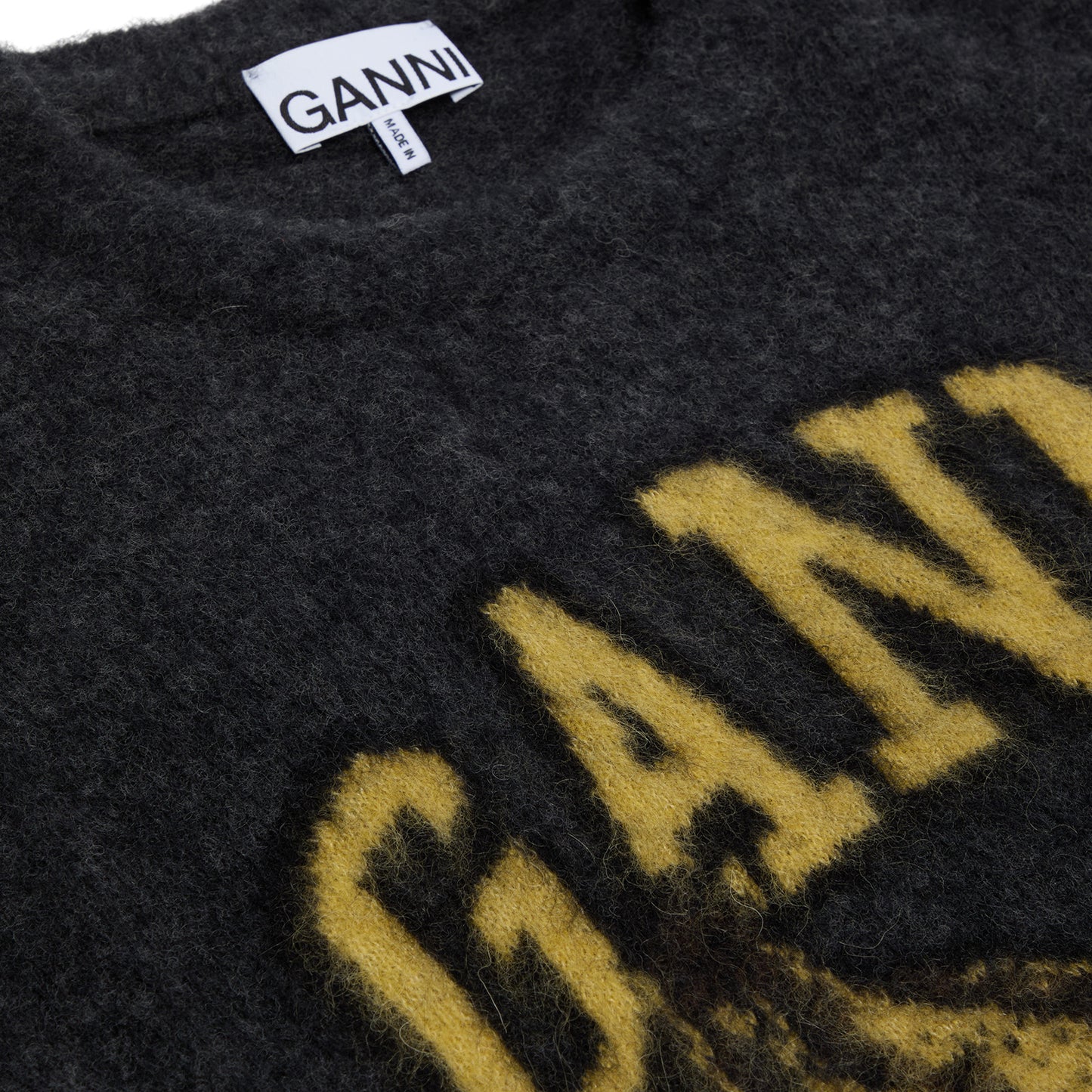 GANNI Fine Brushed Alpaca Banana Oversized Sweater (Phantom)