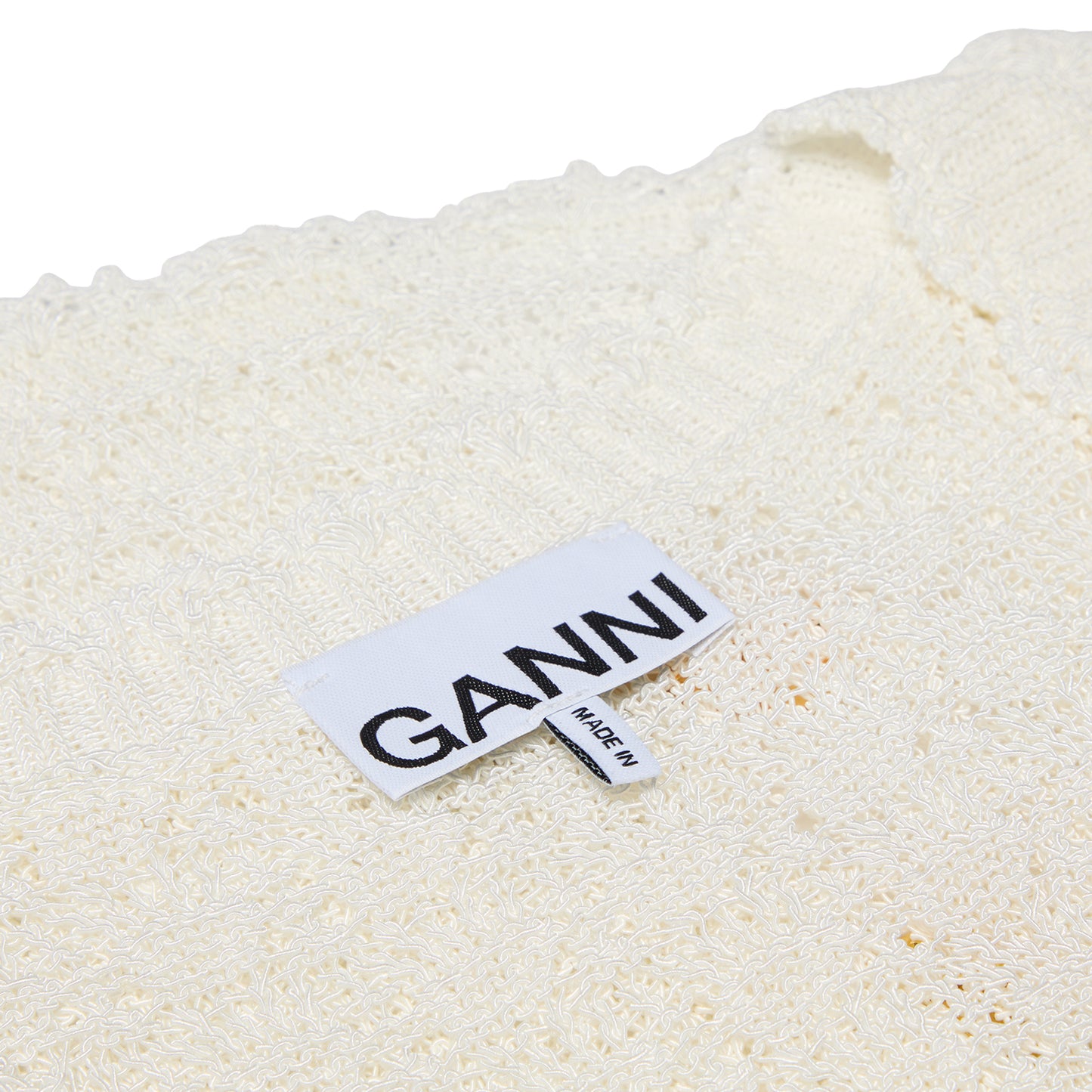 GANNI Shiny Pointelle Knit Vest (Egret)