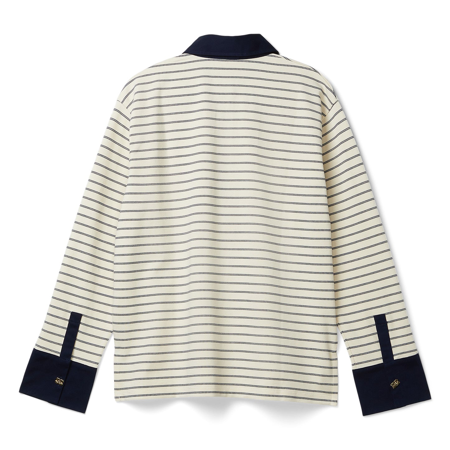 GANNI Striped Cotton Polo (Egret)