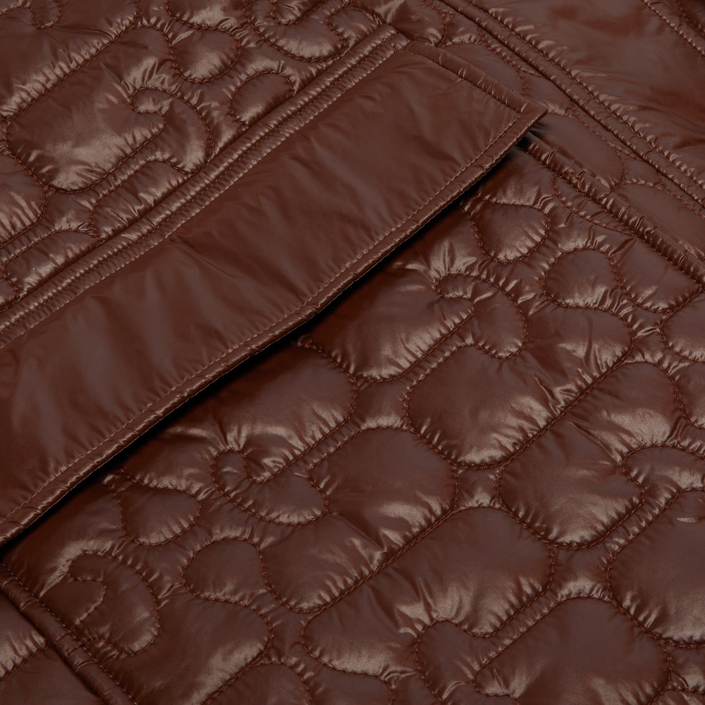 GANNI Shiny Quilt Midi Jacket (Chicory Coffee)