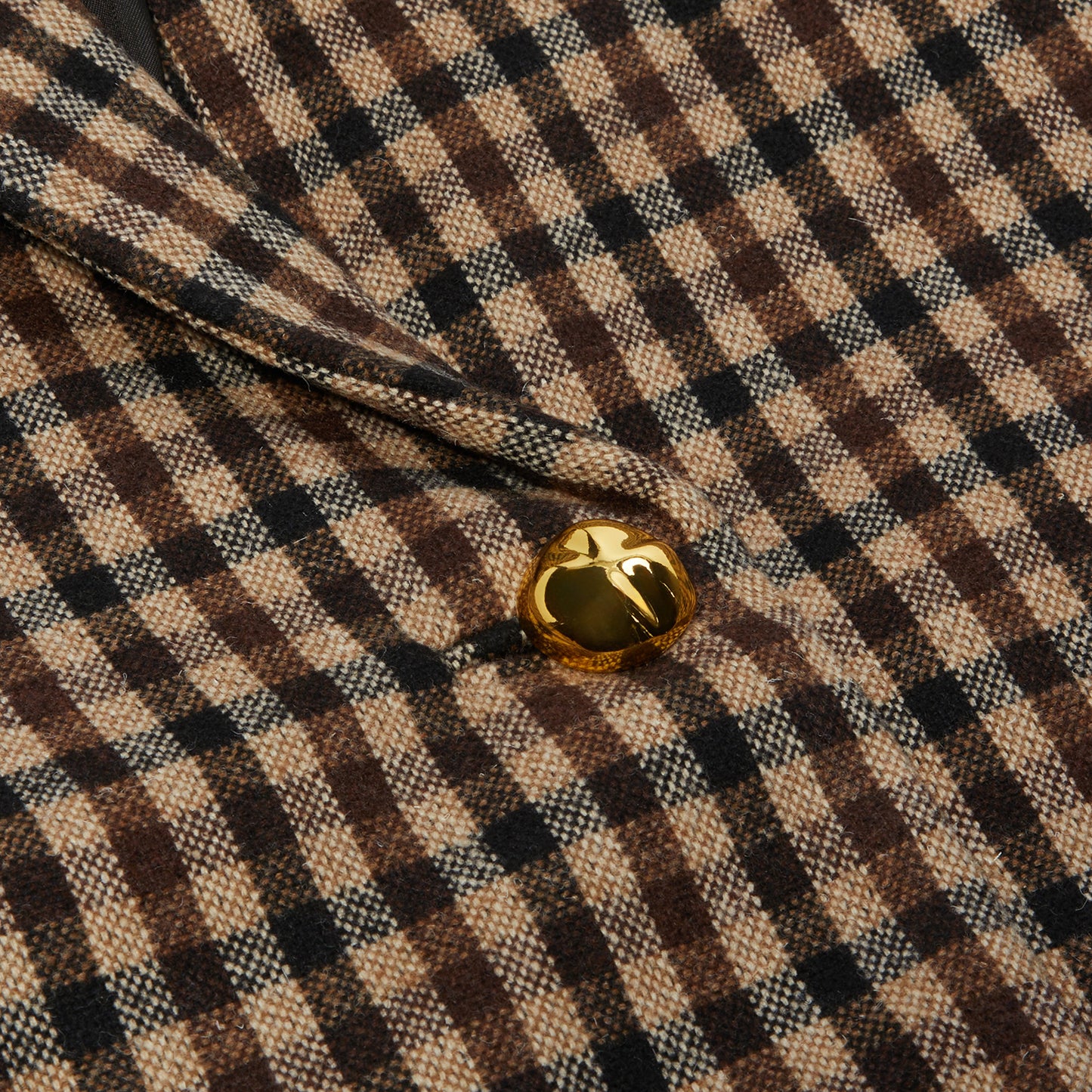 GANNI Check Wool Mix Oversized Blazer (Chicory Coffee)