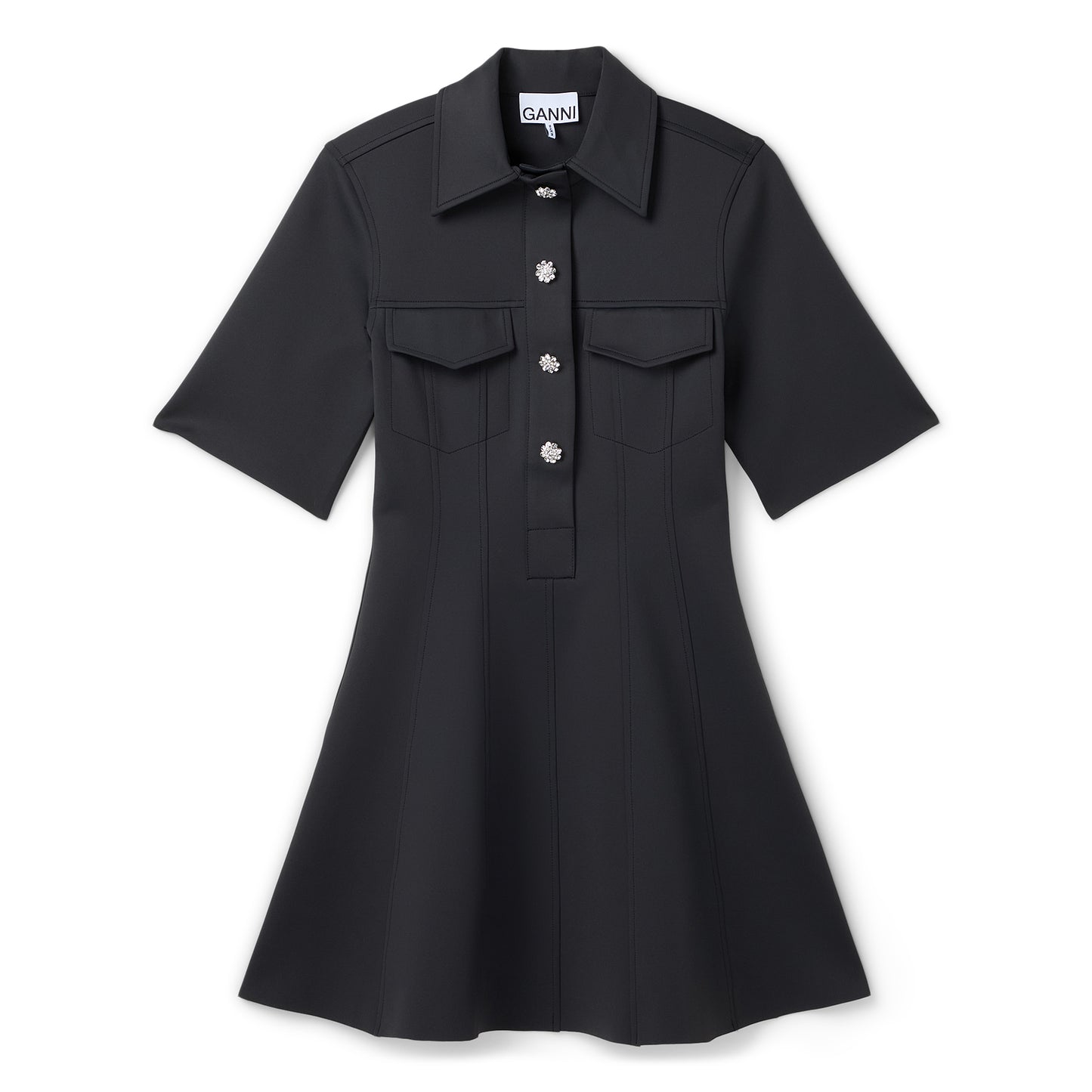 GANNI Scuba Neoprene Fitted Mini Dress (Phantom)