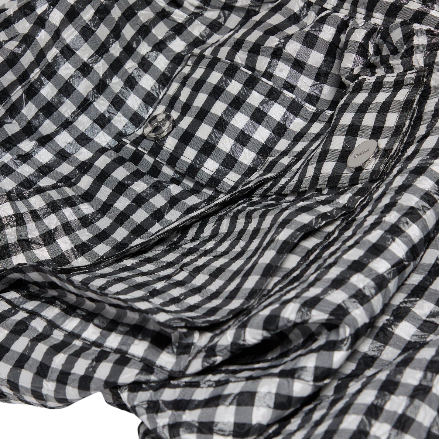 GANNI Crinkled Taffeta Check Mini Bubble Skirt (BLACK)