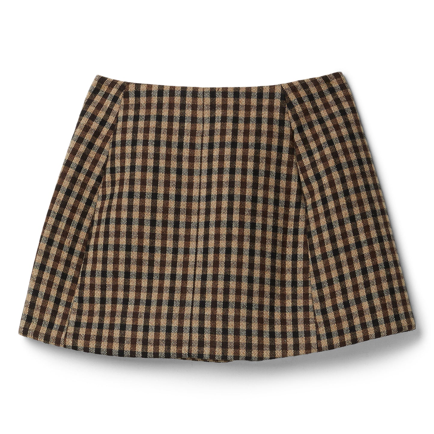 GANNI Check Wool Mix Skirt (Chicory Coffee)