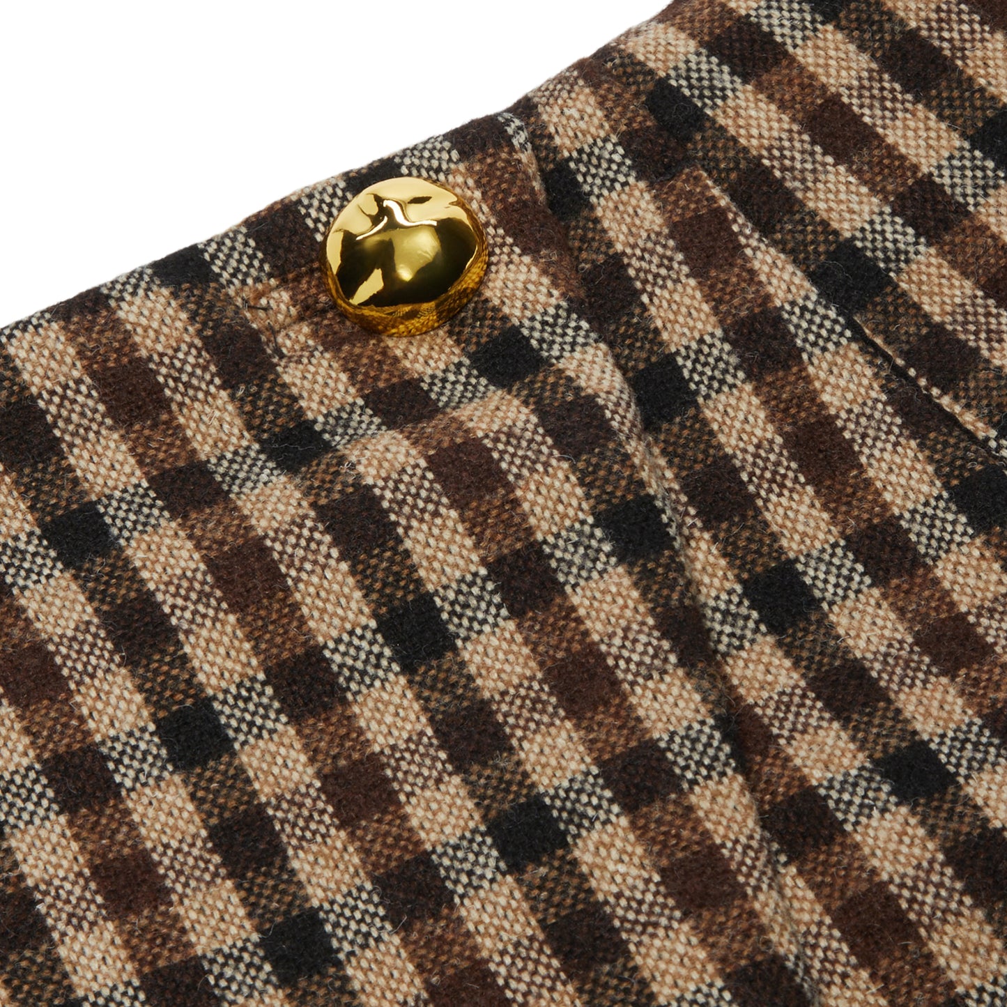 GANNI Check Wool Mix Skirt (Chicory Coffee)