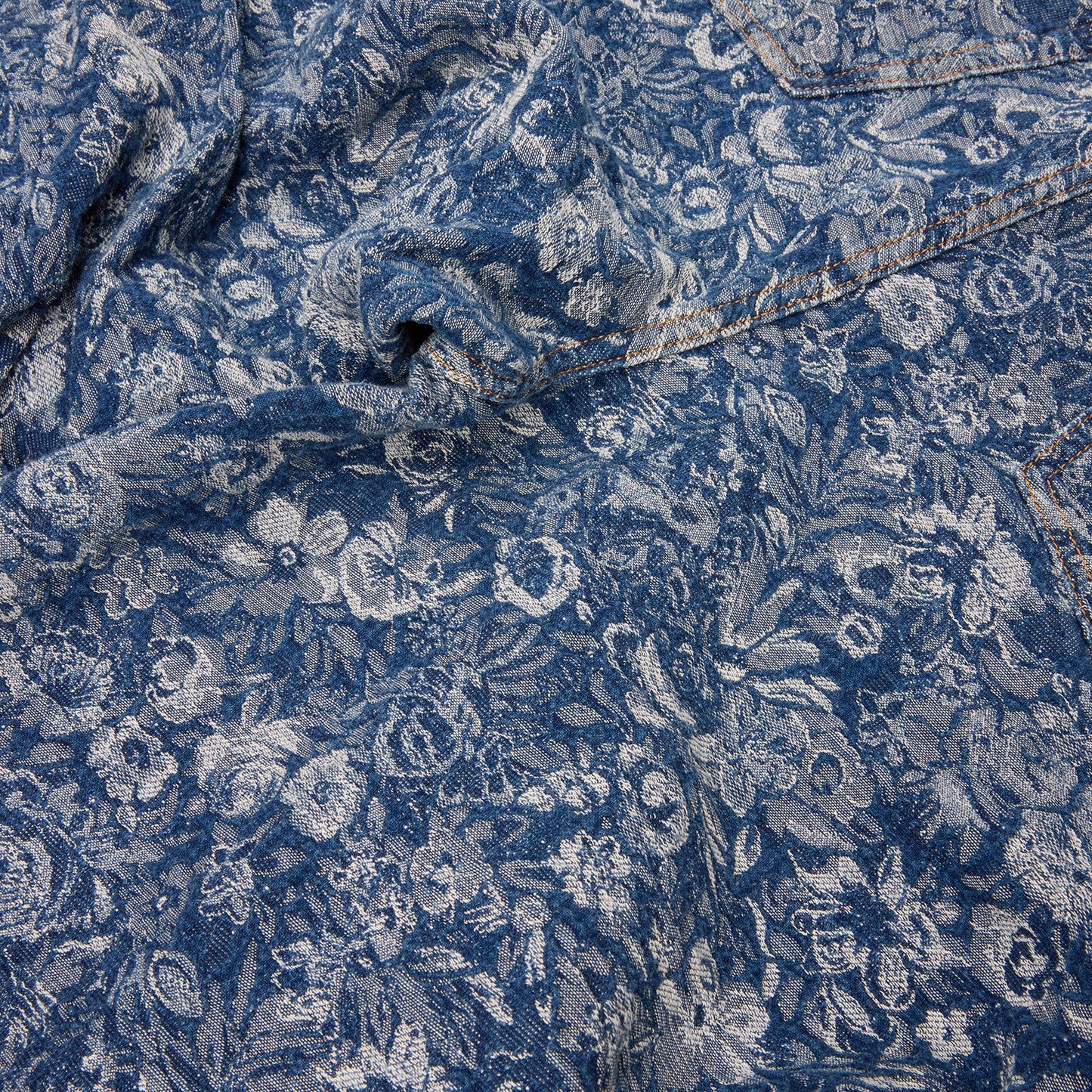 GANNI Tapestry Draped Jeans (Mid Blue Stone)